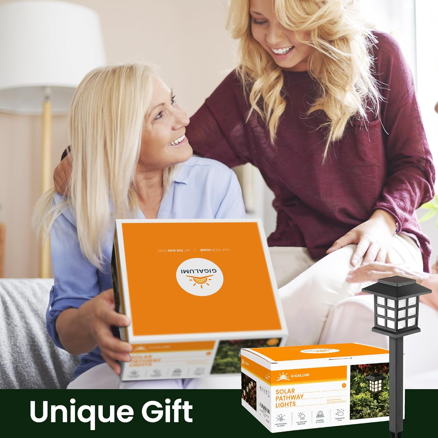 GIGALUMI Solar Outdoor Lights，8 Pack LED Solar Lights Outdoor Waterproof, Solar Walkway Lights Maintain 10 Hours of Lighting for Your Garden, Landscape, Path, Yard, Patio, Driveway image number 5