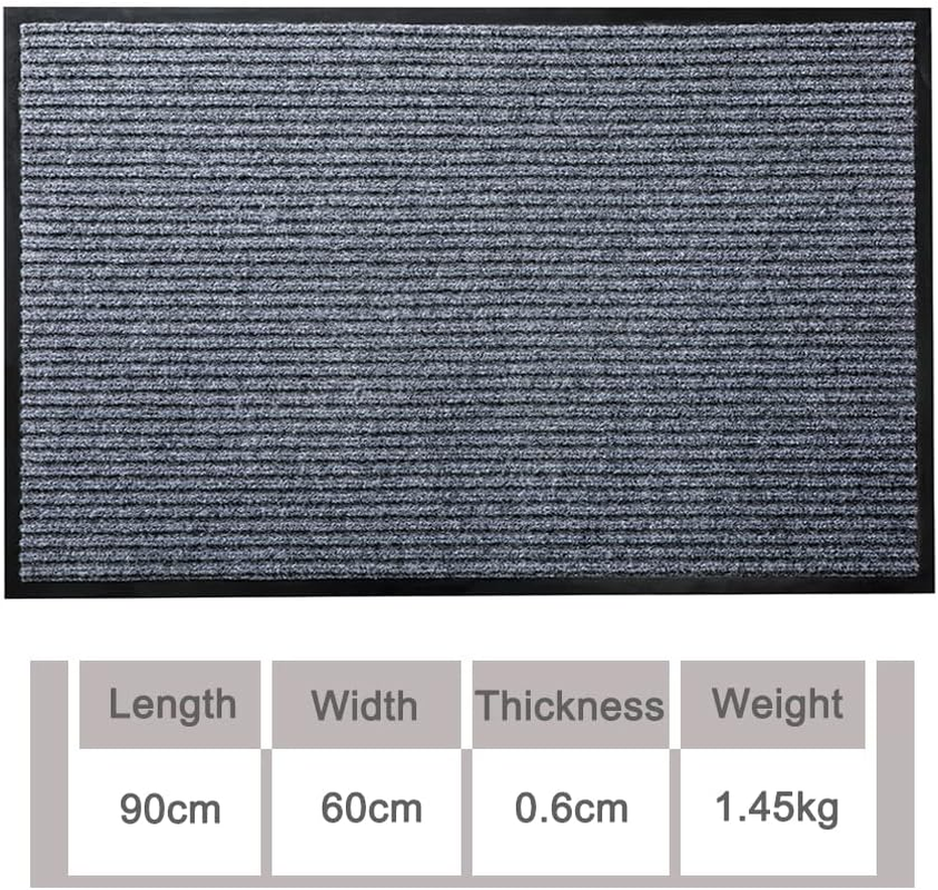 Mcomco Outdoor Indoor Entrance Doormat, Grey Floor Mats with Shoe Scraper and Rubber Backing, All Weather Door Mats for High Traffic Areas, Durable and Easy to Clean (60Cm*90Cm) image number 3