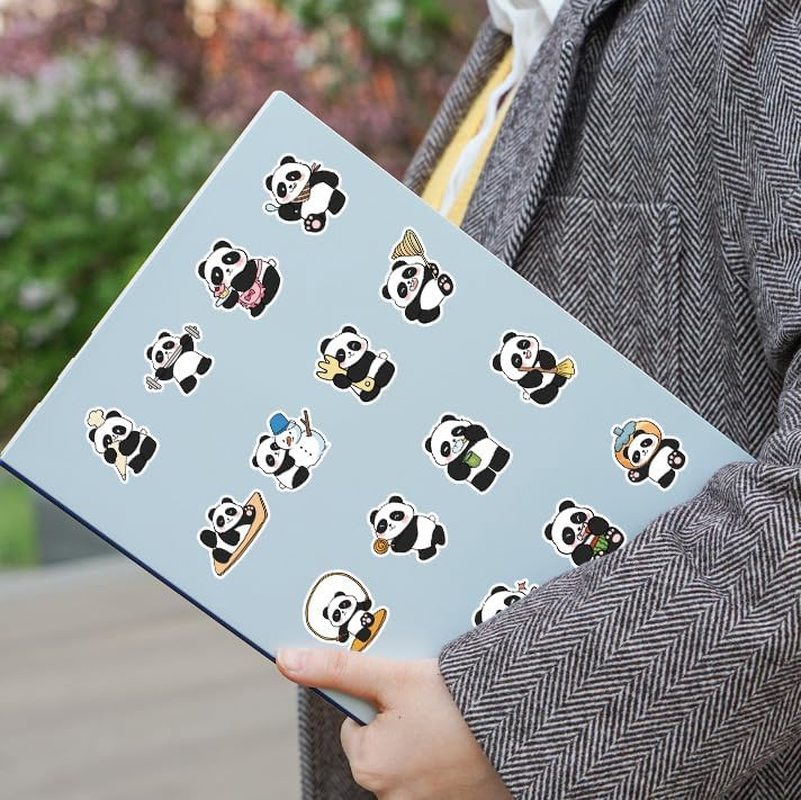 50PCS Panda Decoration Vinyl Decals Waterproof Stickers for Water Bottles Skateboard Luggage Laptop Motorcycle Bicycle Car image number 1