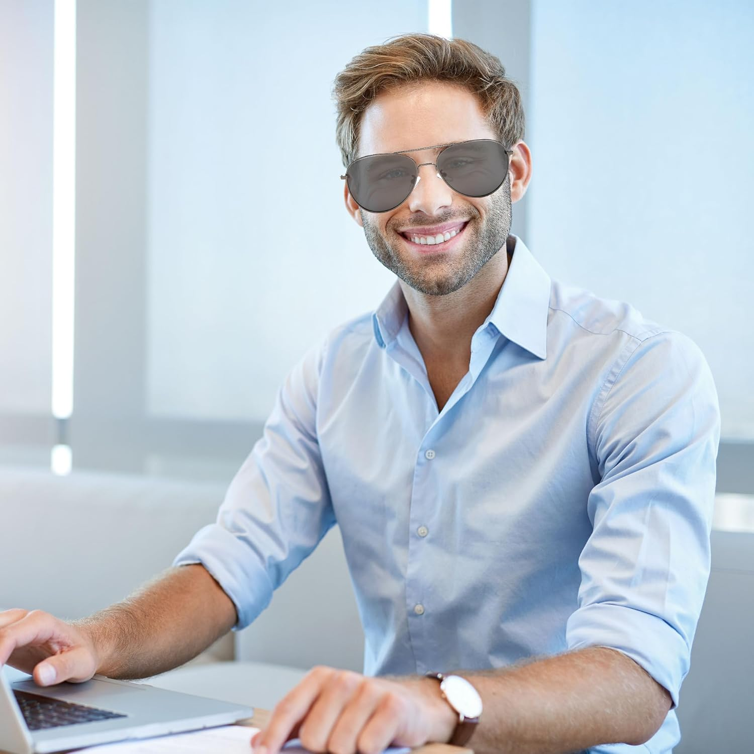 Classic Aviator Polarized Sunglasses for Men & Women, Unbreakable Metal Frame, for Driving/Travel/Daily Fashion Retro Style(Black Frame Black Lens) image number 1