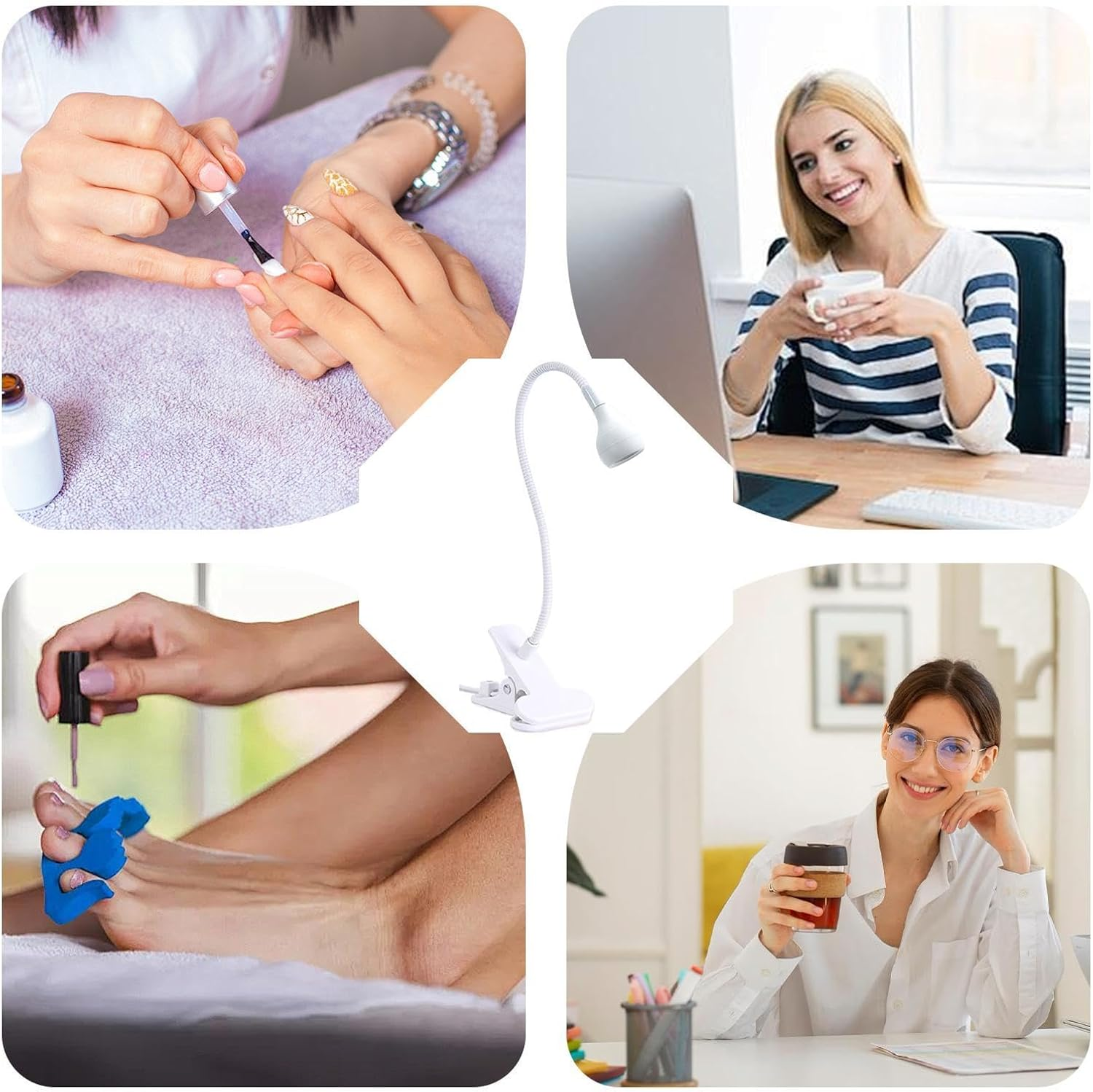 UV Light for Gel Nails - Clamp on Gooseneck UV Light for Nails,Small USB UV Lamp, Manicure Dryer, Home Salon Nail Accessories for Women Girls