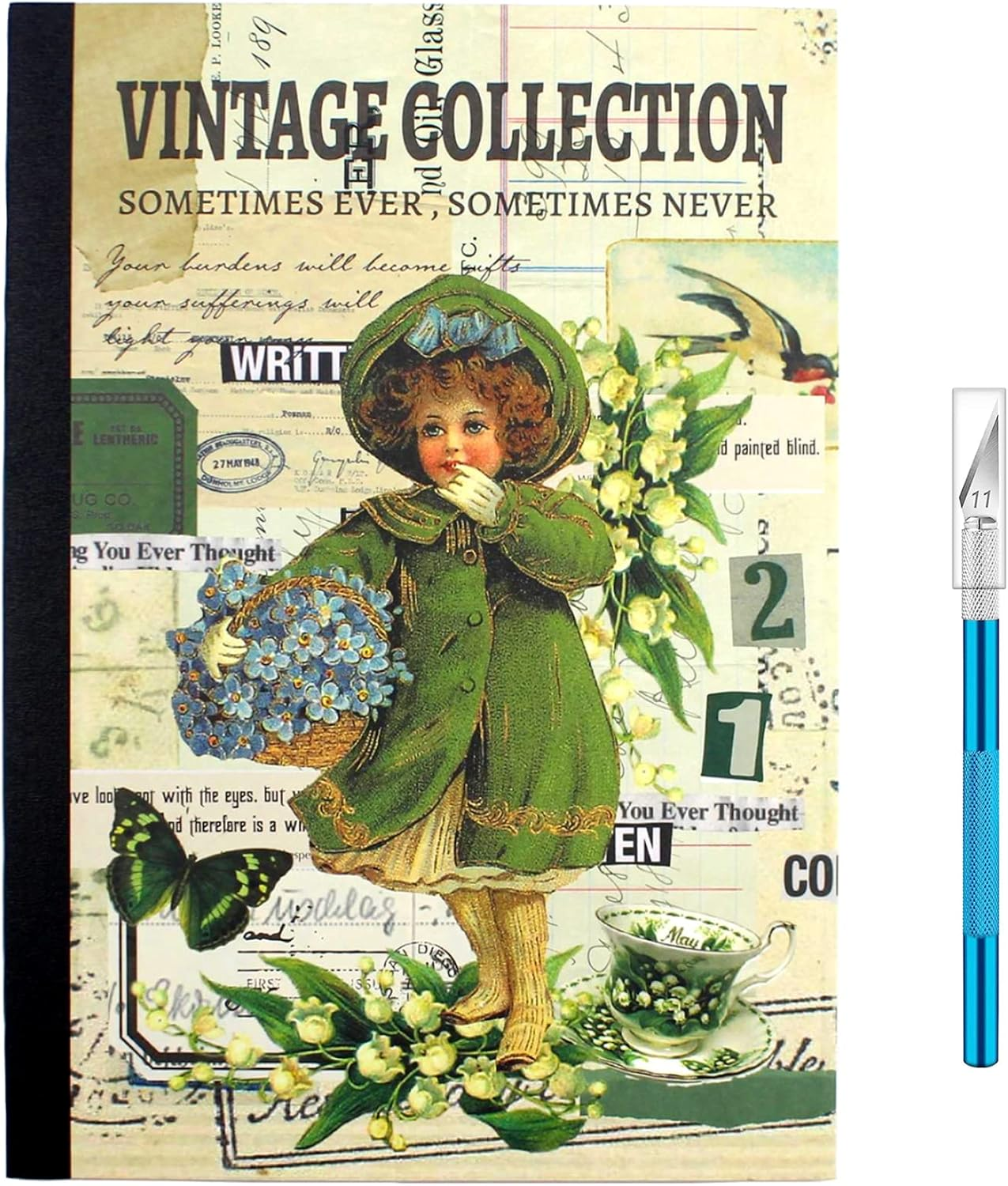 Diuhofart Vintage Scrapbooking Sticker Book for Adults - 800+ Washi Journaling Stickers Ephemera Book for Junk Journal Supplies DIY Crafts Arts Decorative 24 Sheets