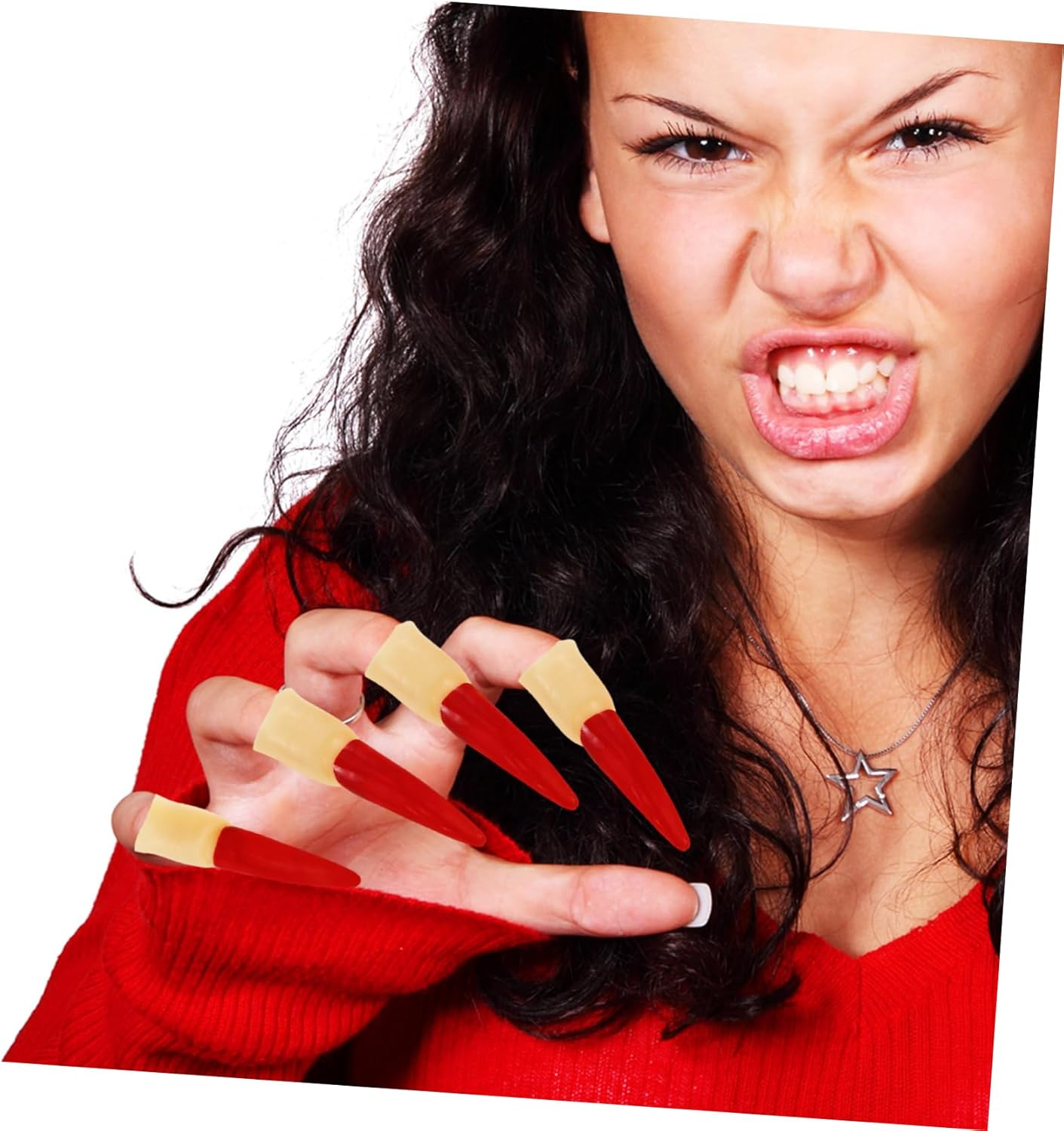 Reusable Halloween Witch Finger Fake Finger Prop Red Large Nail, Multi-Function Decorative Rubber Halloween Accessory for Party Costume and Festival image number 4