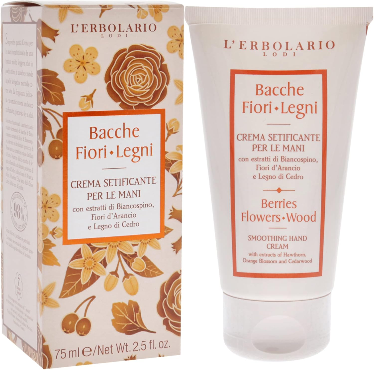 Lerbolario Berries Flowers Wood Smoothing Hand Cream for Unisex 2.5 Oz Cream