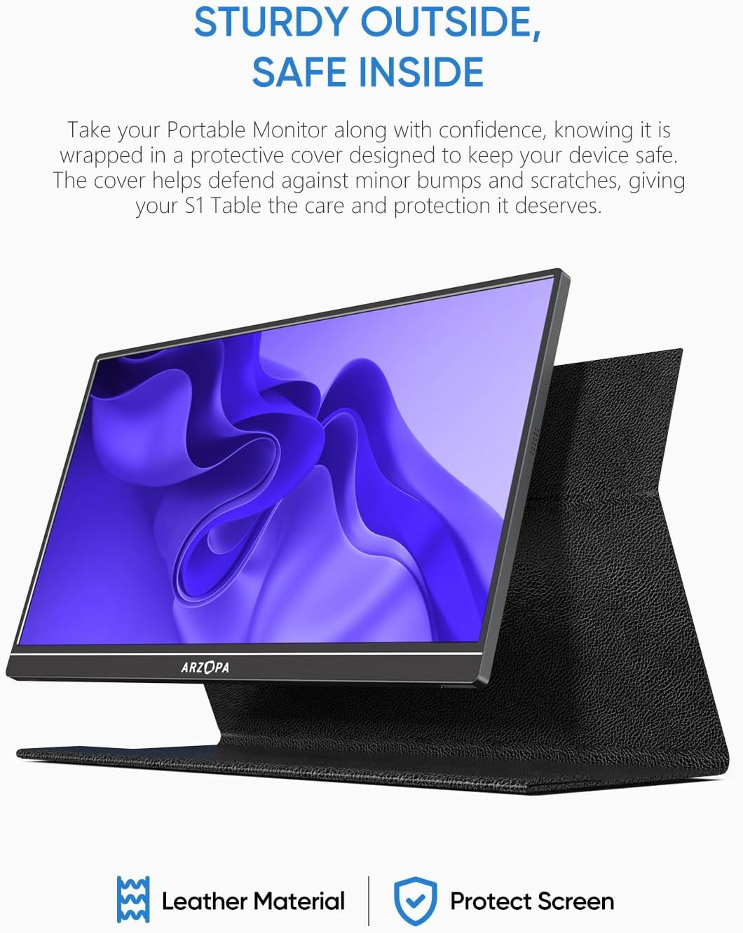 ARZOPA Portable Monitor, 15.6'' 1080P FHD Laptop Monitor USB C HDMI Computer Display HDR Eye Care External Screen W/Smart Cover for PC Mac Phone Xbox Switch PS5 - S1 Table image number 4