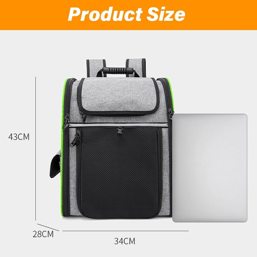 Portable Cat Backpack with Breathable Mesh Pet Backpack Large Capacity Expandable Backpack for Small Dogs, Puppies, Medium Cats, Suitable for Hiking, Camping, Outdoor Activities. (Fluorescent Green) - Grey image number 5