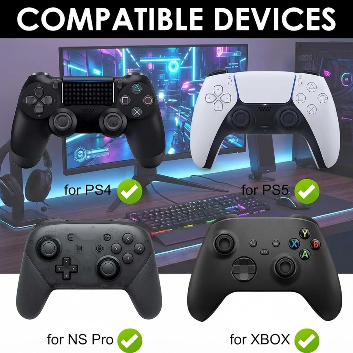 2 Pairs Black & White Non-Slip for PS5 Thumb Grips, Silicone Joystick Caps for PS5/PS4 Controllers, Controller Accessories to Improve Grip & Control image number 3