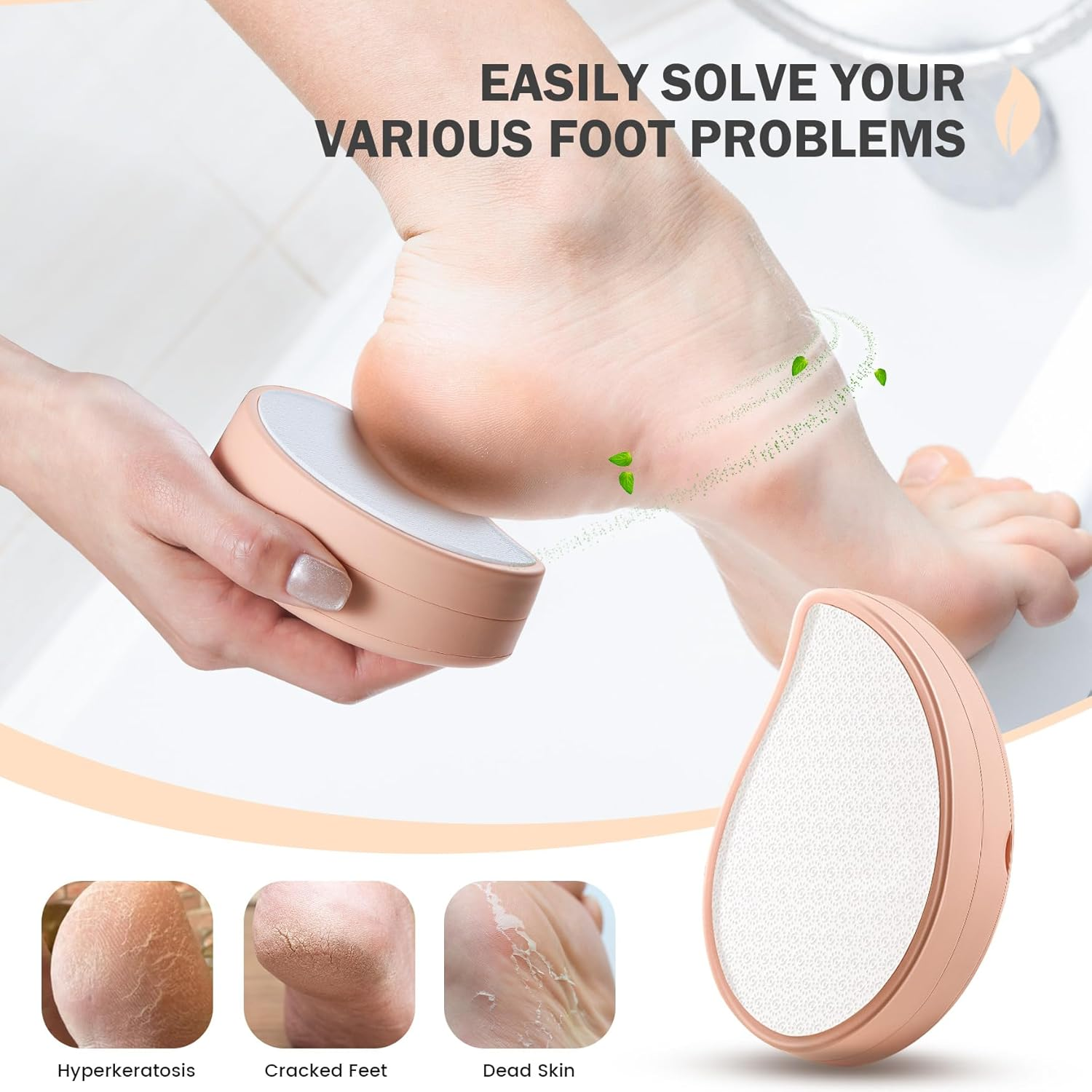 BEZOX 3-In-1 Nano Glass Callus Remover & Stainless Steel Callus File, Highly Effective Callus Remover for Velvety Soft Feet, Callus Rasp for Callus Remover, Strong Callus Dead Skin Foot Scraper - Warm Apricot image number 2