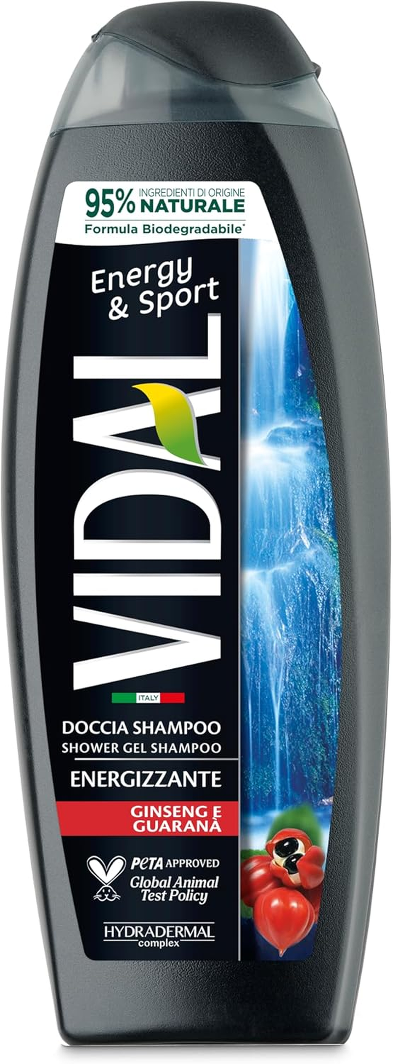 Vidal Energy & Sport Doccia Shampoo Shower Gel with Ginseng and Guarana, 250 Ml + Italian Gourmet Polpa Di Pomodoro 400 G Tin