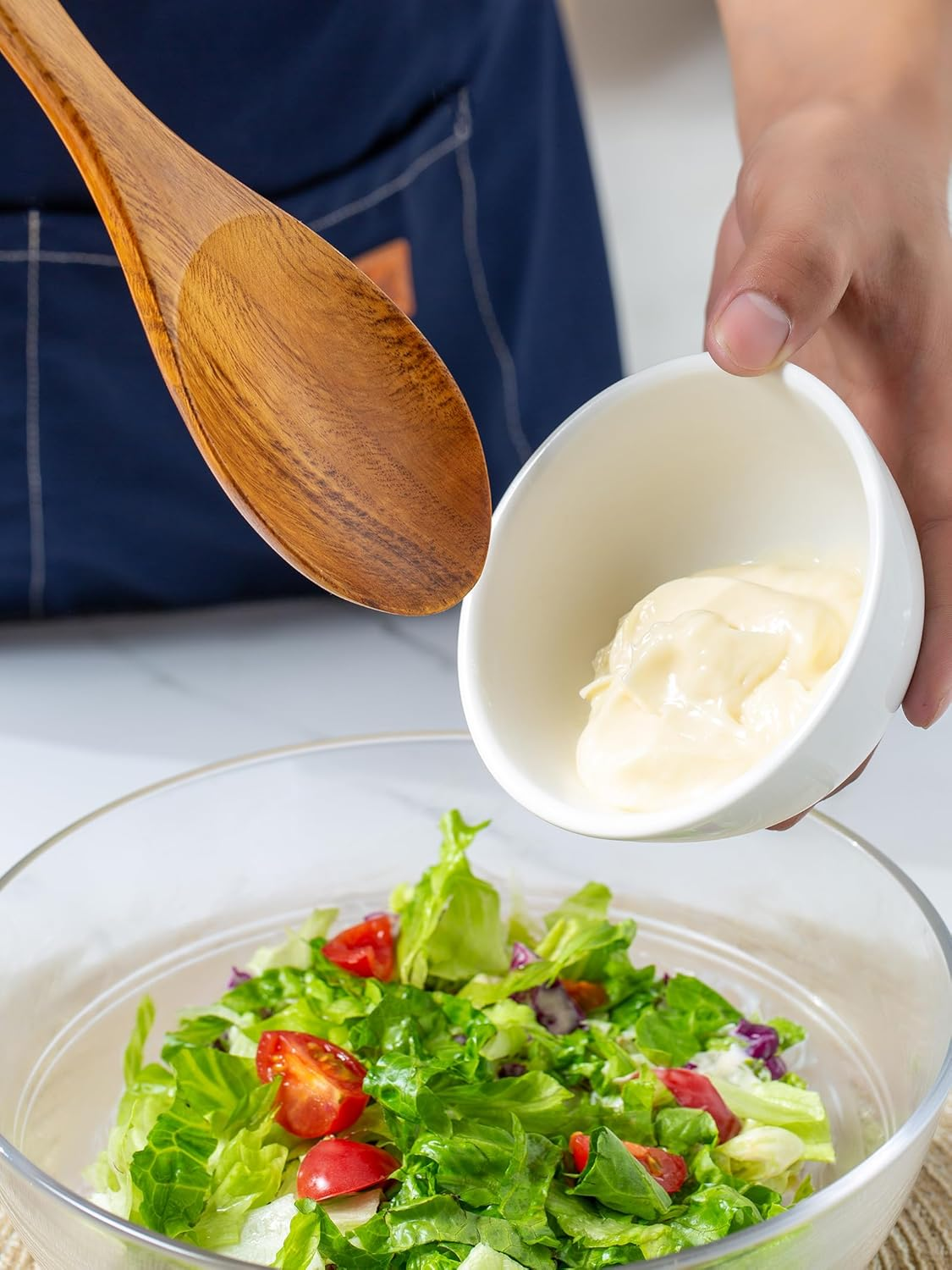 Wooden Mixing Spoon, 16.5 Inch Long Handled Wooden Spoons for Cooking and Stirring image number 1