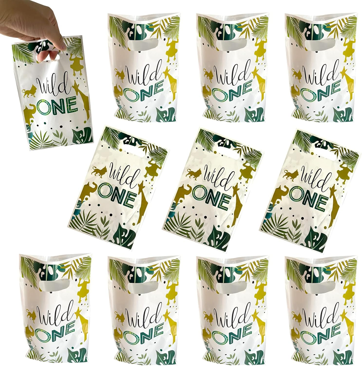 30 Packs Wild One Jungle Safari Party Gift Bags, Favors, Candy Bags, Decorations for Kids Birthday Party Supplies image number 3