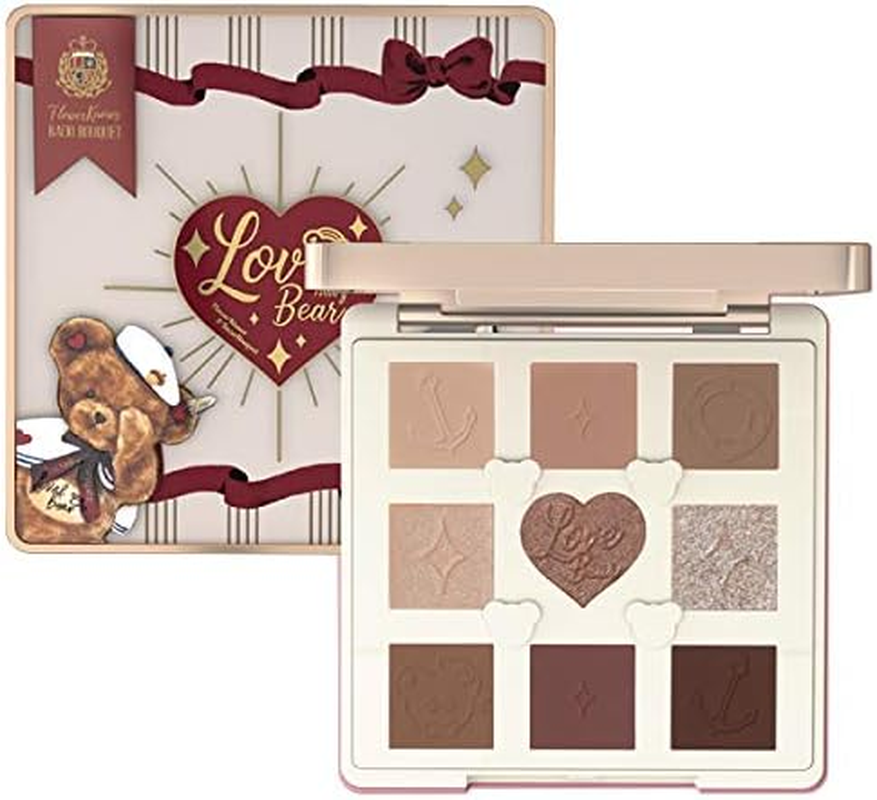 Flower Knows Lovebear 9 Color Eyeshadow Palette (Caramel Matcha) 1 Piece