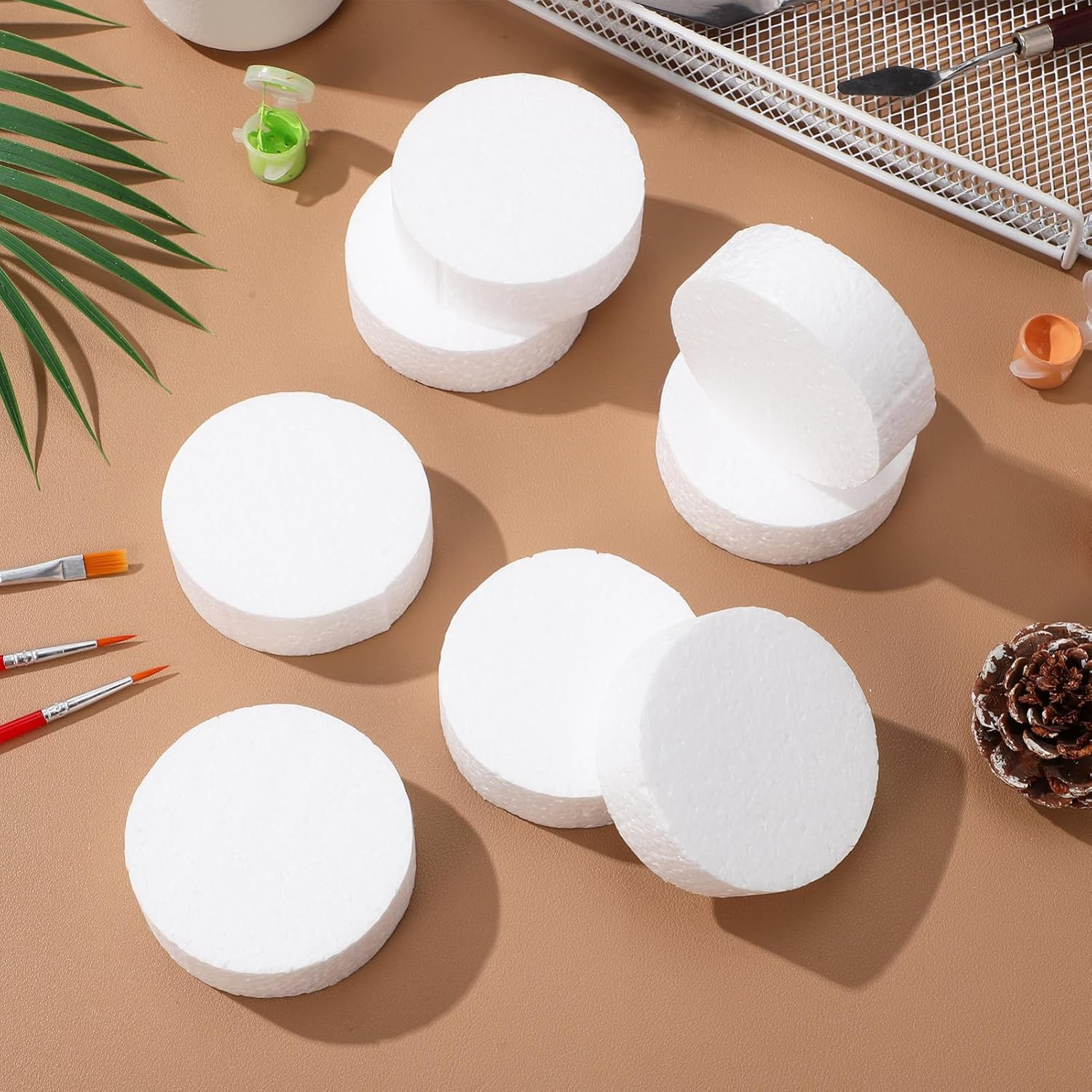Toddmomy 18Pcs Foam Circles for Crafts,Polystyrene round Foam Disc Thick round Discs for DIY Projects White,3 Inch image number 5