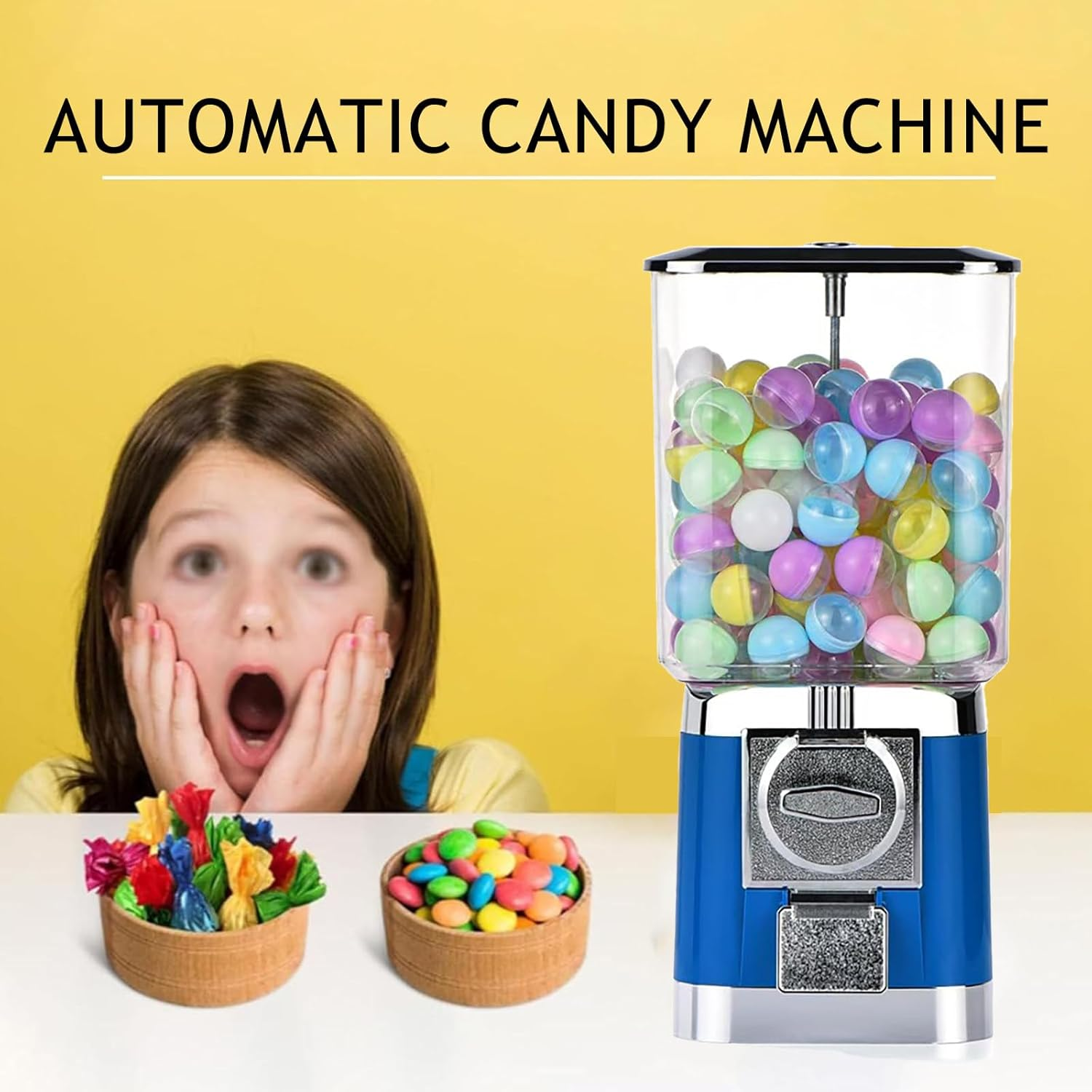 Capsules Vending Machine, Candy Gumball Vending Machine with 200 Balls, Toy Balls Dispenser for Gadgets, Capsules Bouncy Ball Dispenser for Game Retail Stores,Black-Capsuleshell image number 3