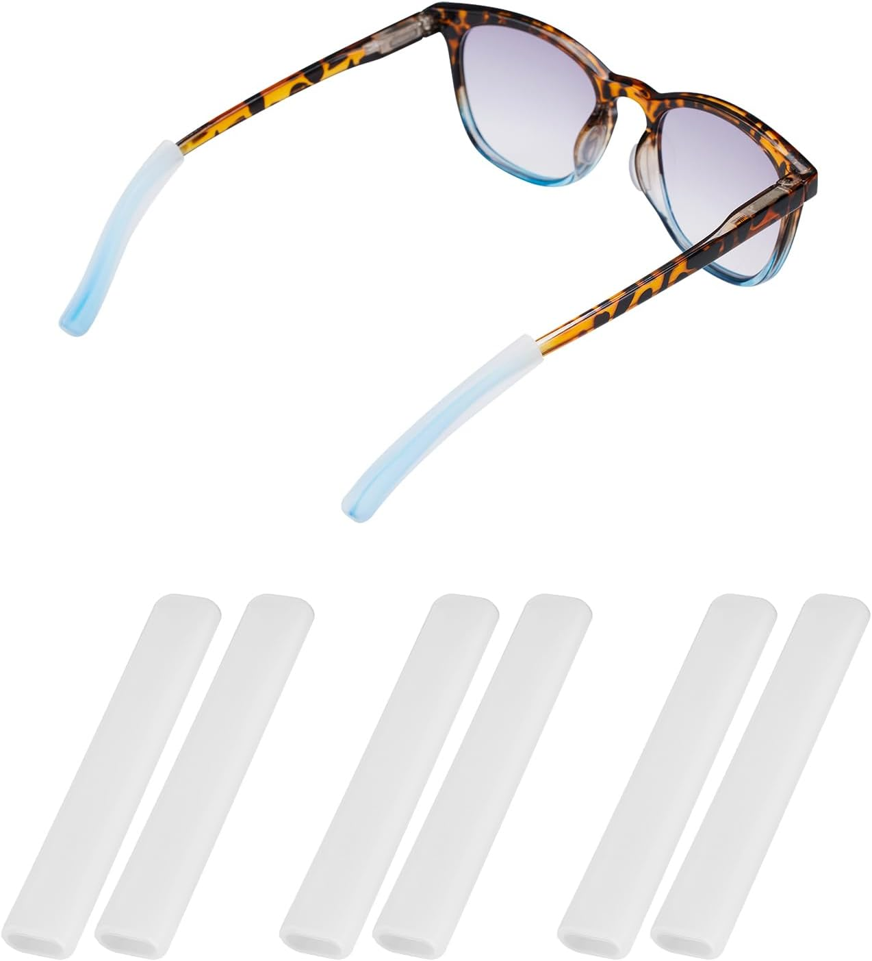 Anti-Silp Glasses Ear Cushion, Silicone Eyeglasses Temple Tips Sleece, Soft Glasses Ear Grip, Comfort Eyeglass Ear Cushions, Eyeglass Ear Grips for Men, Women, Glasses Accessories (3 Black Pairs)