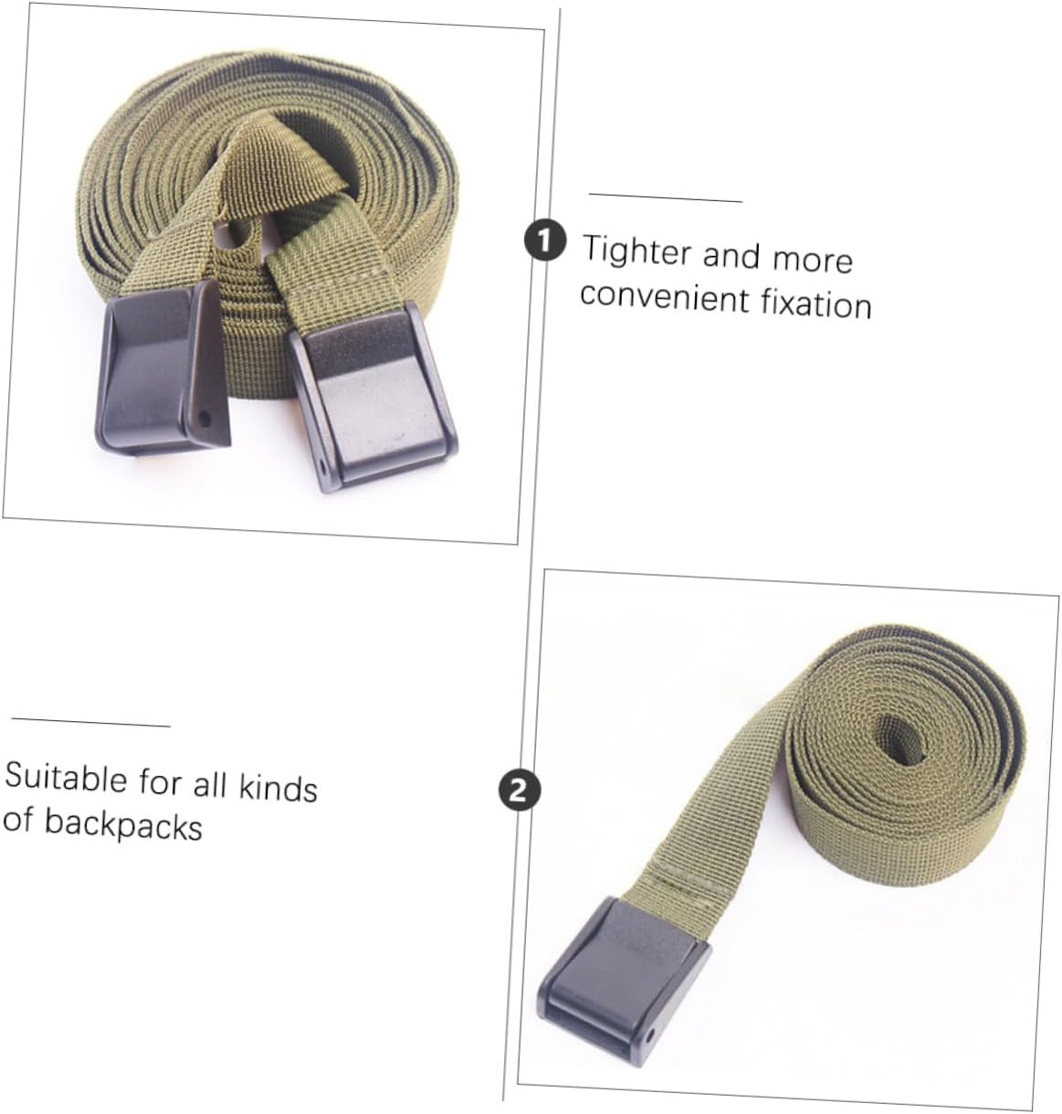 TIDTALEO 3Pcs Military Green Cargo Lashing Straps with Quick-Release Buckle, 25Mm X 2.1M Tie down Straps for Camping, Luggage Fastening, and Outdoor Cargo Securing