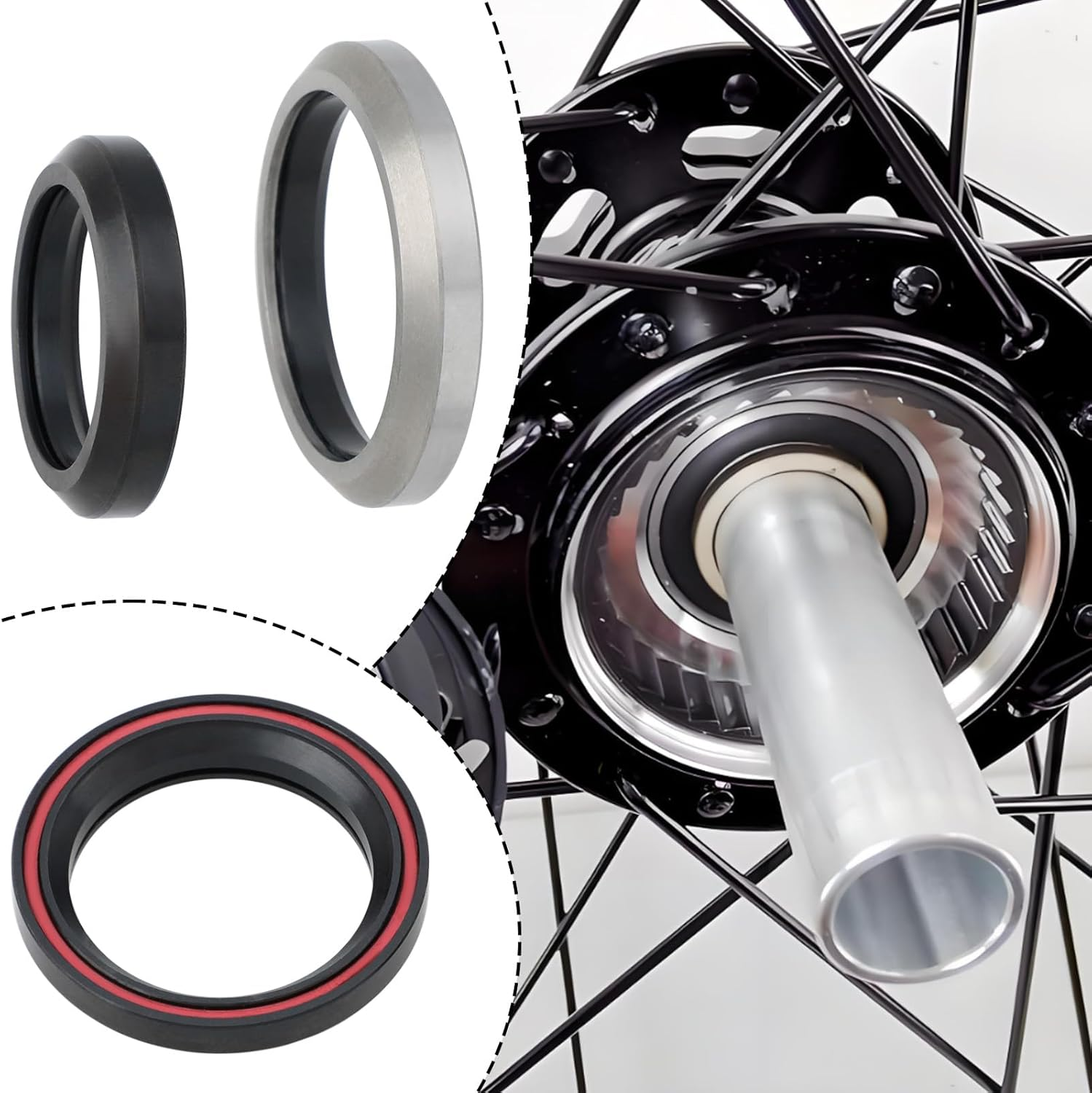 Create Idea 2PCS Bike Tapered Headset Bearings Kit Upper Bearing MH-P08F 45+ Lower Bearing ACB518K 3645 Compatible with FSA NO.42 Orbit C-40 1-1/8" to 1.5" IS42 / IS52 image number 1