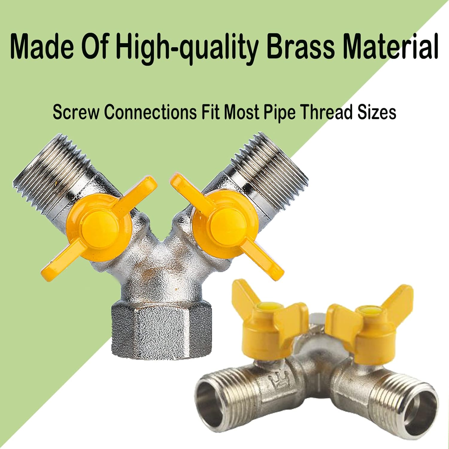 3-Way Y-Splitter Valve, 1/2 Inch Brass Body, Silver, Multi Port Valve, Y Valve, Garden Hose, Washing Machine, Water Tank, Water Filter, Shower image number 5