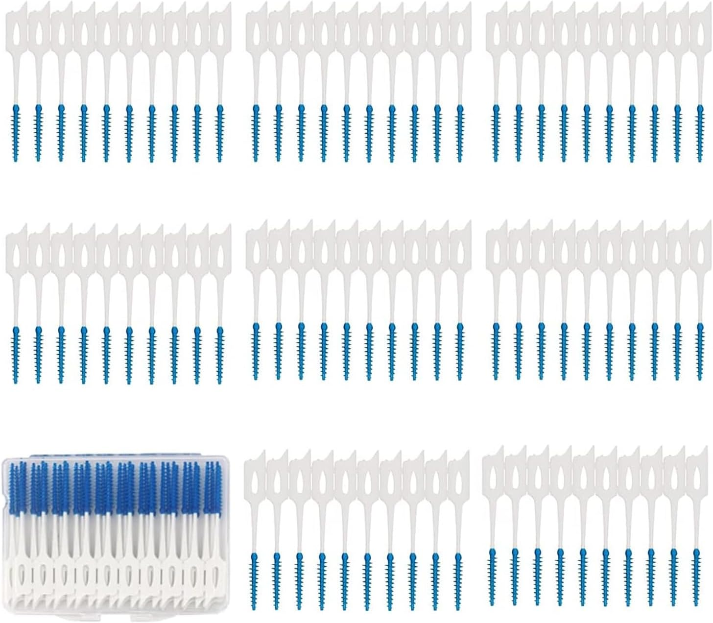 120 Pcs Disposable Interdental Brushes - Dual Head Toothpick Floss Brushes for Oral Deep Cleaning, Portable Dental Care Tools (White-Blue) image number 1