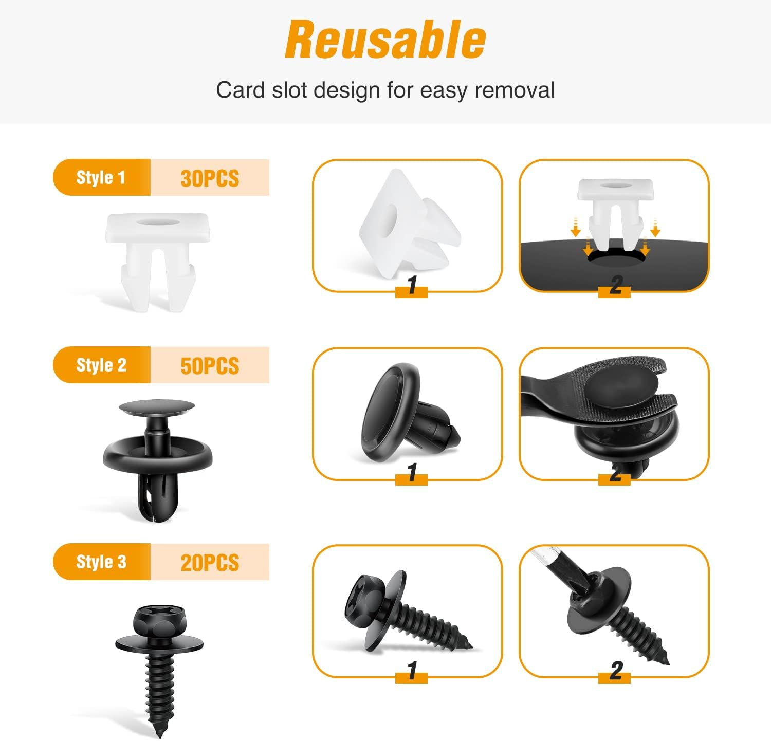 GOOACC 101Pcs Engine under Cover Push-Type Retainer for Lexus &Toyota Clips 90467-07201 Front Bumper Nut Grommet Avalon & Camry 90189-06193 Liner Screw Bolt 90159-60477 with Fastener Remover image number 1