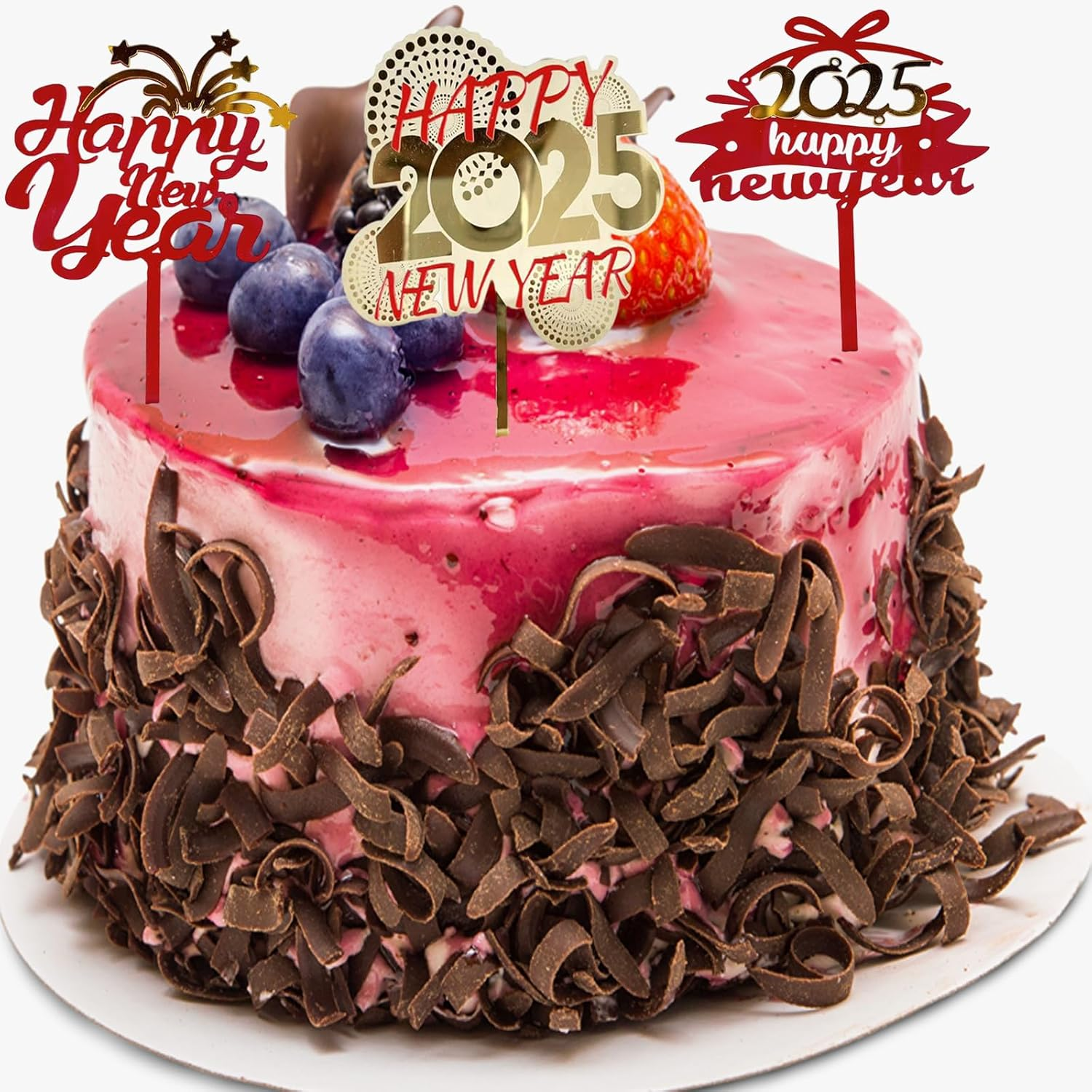 6 Pcs 2025 Cake Topper Happy New Year Acrylic Cake Toppers Baby Shower Cake Birthday Party Cake Flag Decorations Christmas Anniversary Graduation Home Supplies image number 1