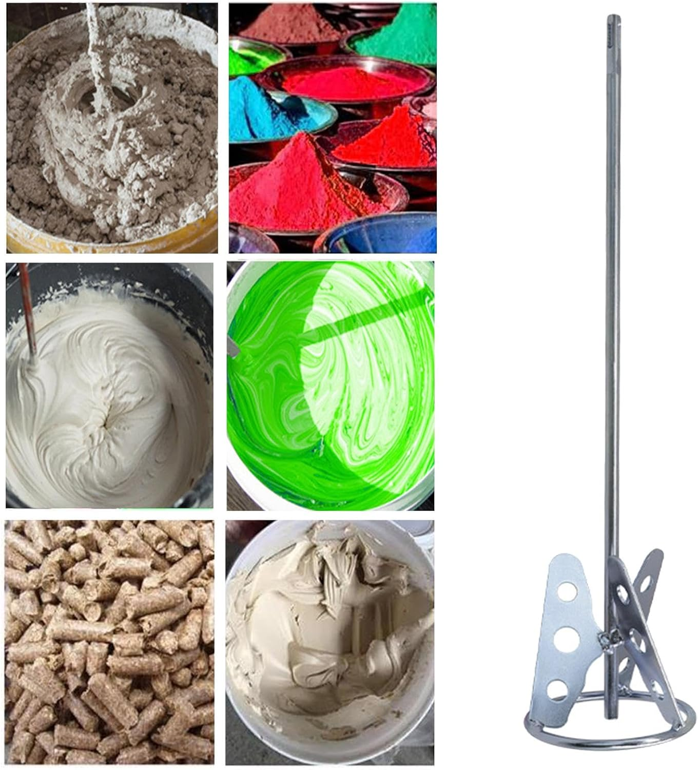 Eigell Cement Mixing Rod Paint Mixer Square Handle Hand Drill Mixing Rod Electric Hammer Stirring Head for Garage, Type C