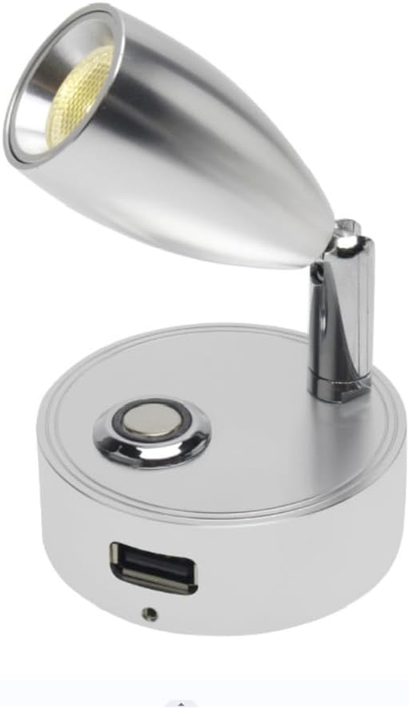 12V LED RV Reading Light with Dual Charging Ports, 3CCT Touch Control Dimmable12V Bedside Light Fixture Spotlight for Motor-House Camper Caravan Vehicle Vessel Boat Yacht (Silvery) image number 1