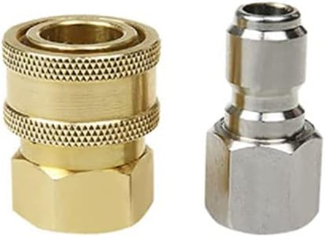 2 Pieces ZONADA Brass Pressure Washer Fitting, Metric M22 Femal and 3/8" Male Quick Connector Covert to M22 Female Pressure Washer Gun Adapter Accessories Parts image number 2