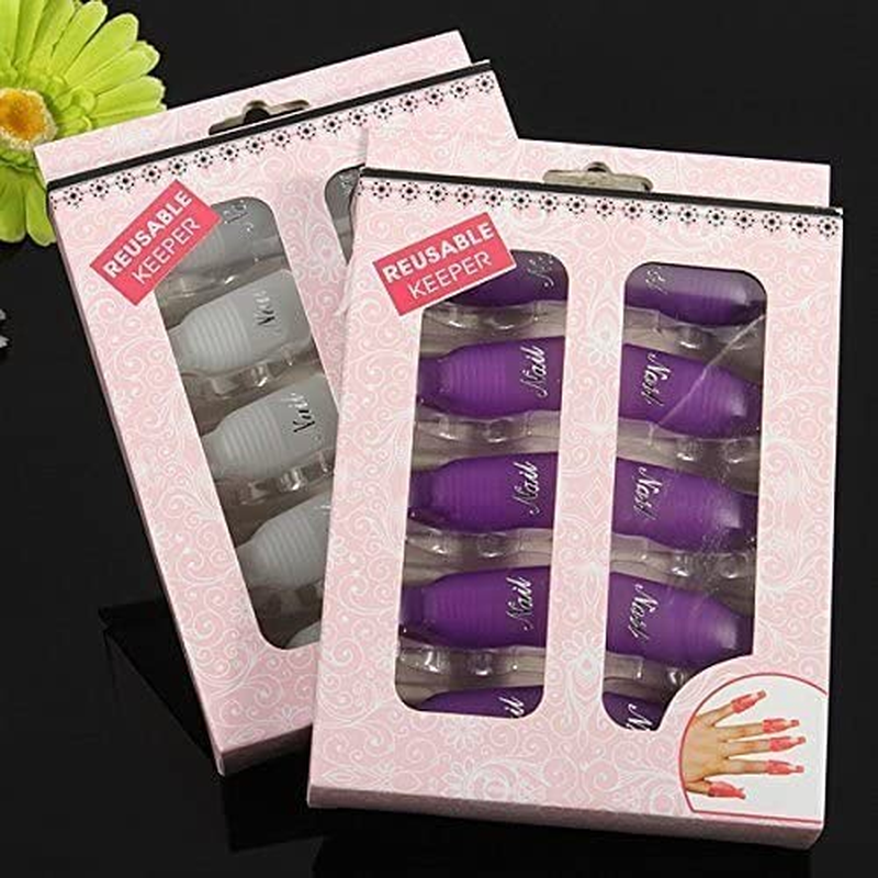 HIGHROCK 10Pcs Acrylic Nail Art Polish Remover Wrap Cleaner Superior Clip Caps (Purple) image number 2