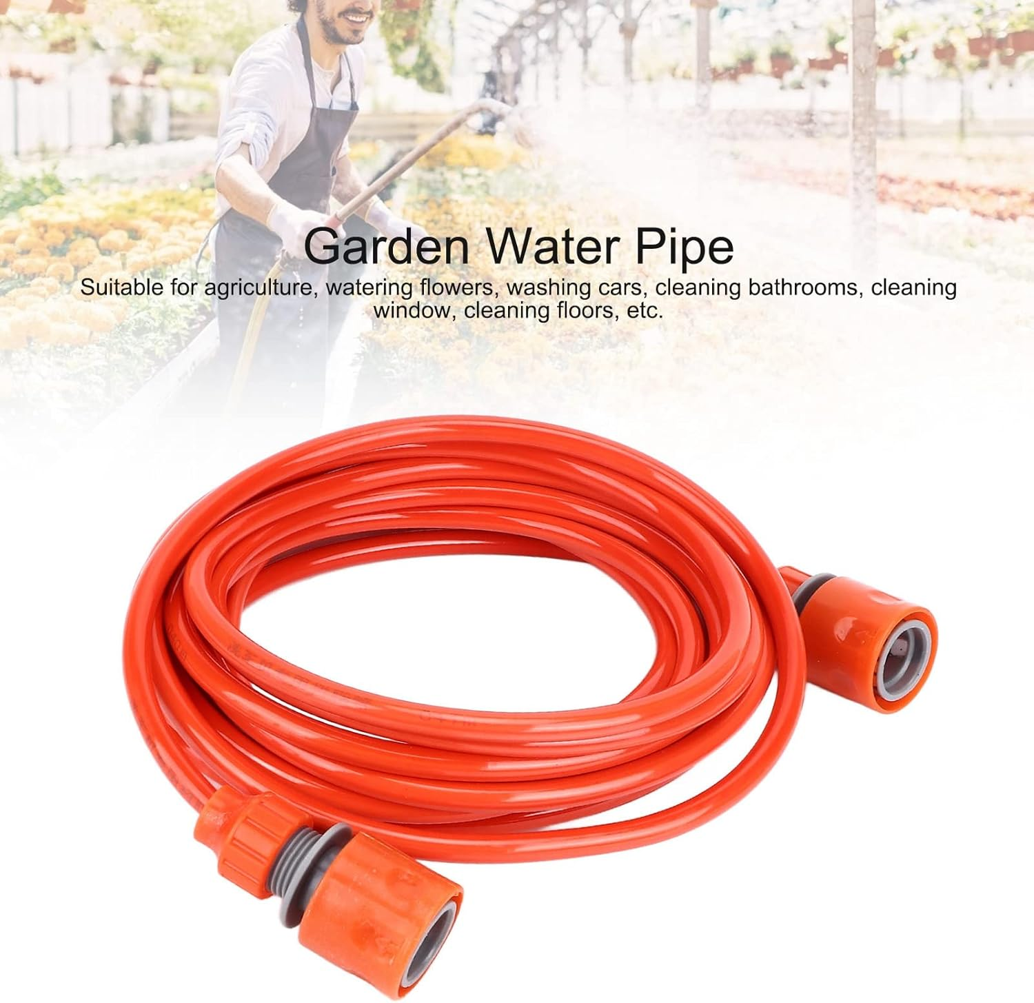 Ejoyous 6M Plastic Garden Hose, Quick Connector, Burst-Resistant Wear-Resistant & Leak-Proof, Fits Flower Watering/Car Washing/Cleaning Portable, Space-Saving image number 3