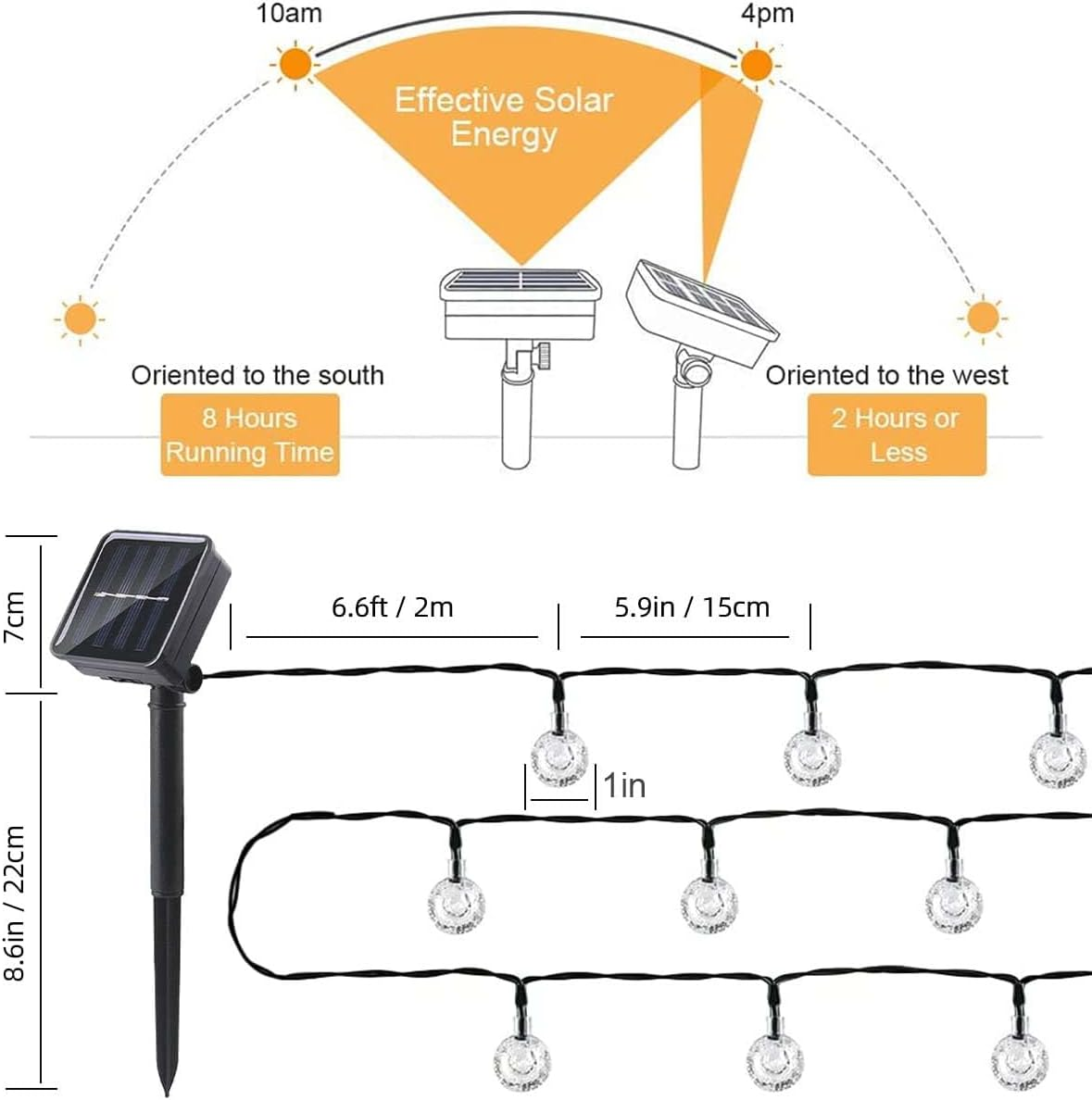 20 LED Decorations Crystal Globe Solar String Outdoor Lights with 8 Lighting Modes Waterproof Solar Powered Patio Hanging Light for Garden Yard Porch Wedding Party Decor(Purple) - Warm Light image number 7