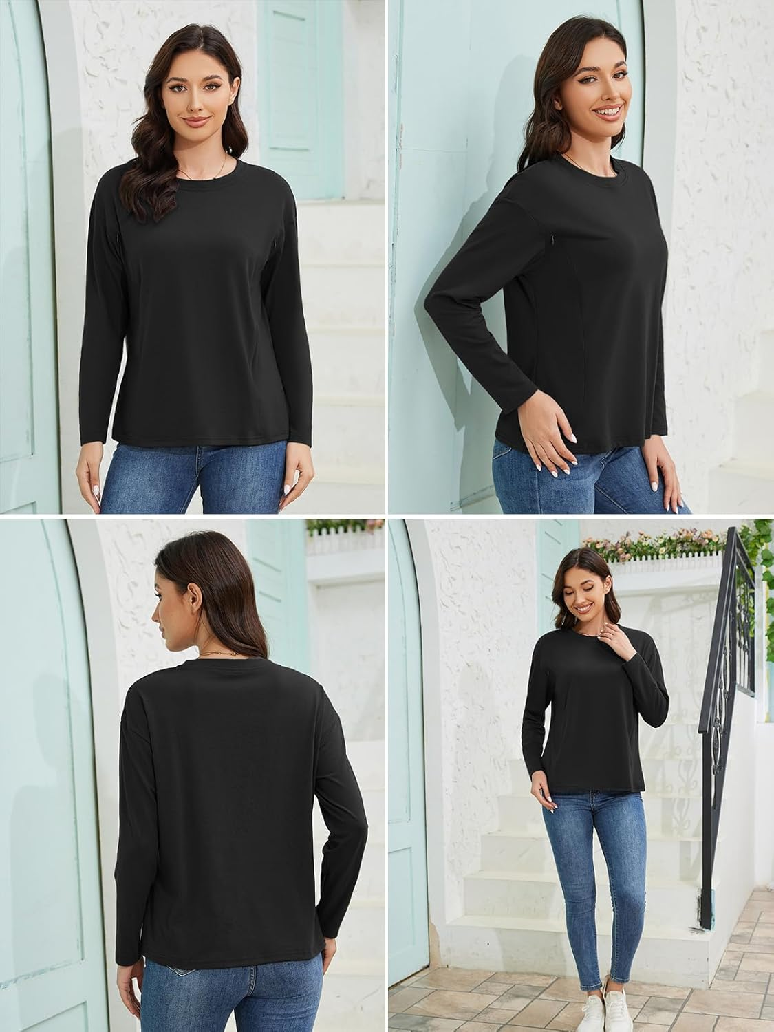 Love2Mi Pack of 3 Women'S Long-Sleeved Nursing Shirt with Hidden Zip Maternity Shirt Maternity Wear image number 5