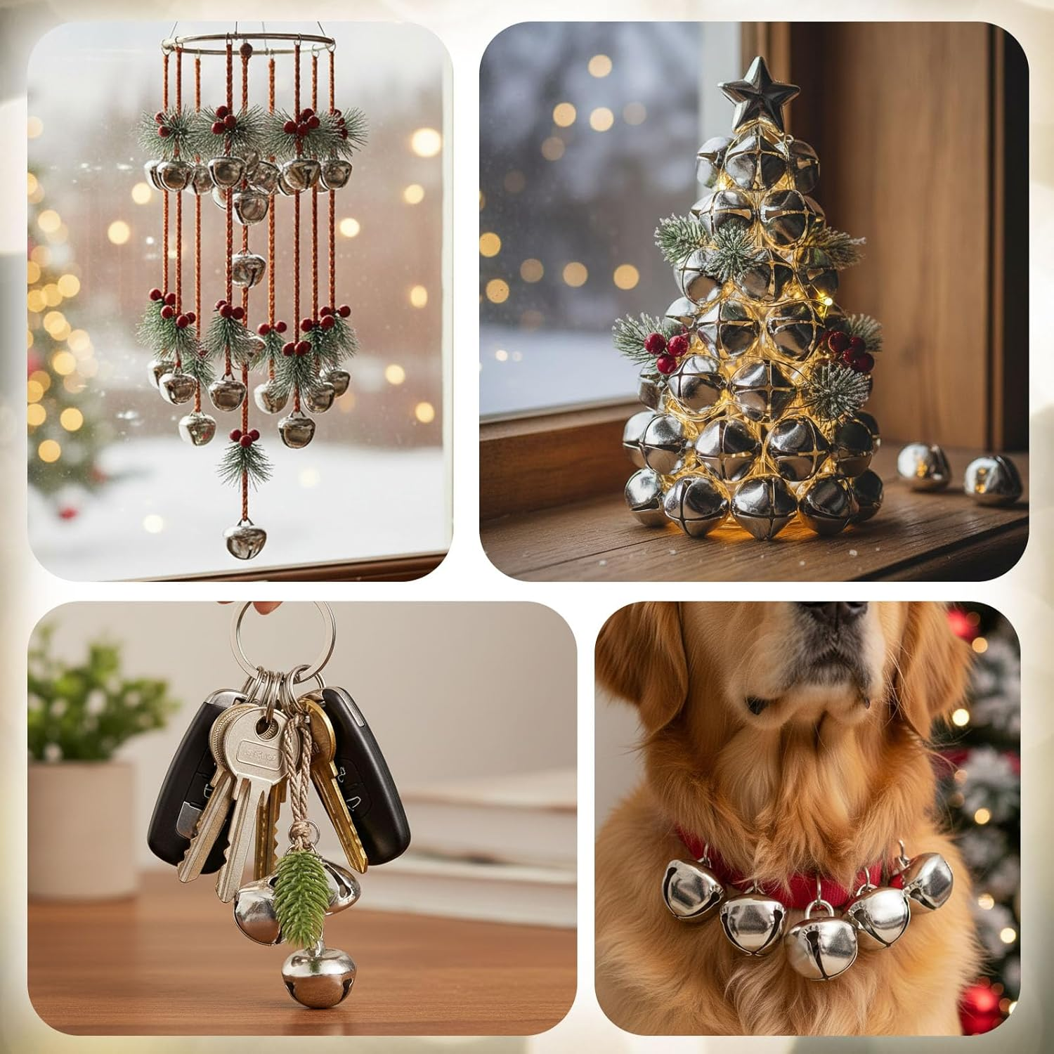 Bigotters Silver Jingle Bells 50 PCS 1 Inch Bulk Christmas DIY Bells for Crafts Gift Decorations - Bronze image number 3