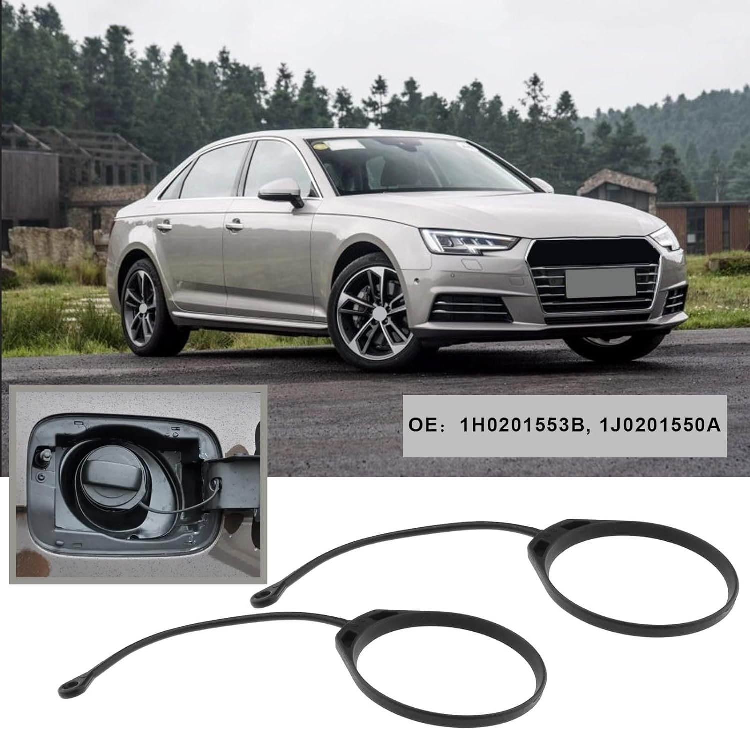 Ecsing 2X Fuel Tank Cap Rope Replacement 1H0201553B 1J0201550A Compatible with Audi A1/A2/A3/A4/A6/A8 Compatible with Jetta Oil Fuel Cap Line Plastic image number 3