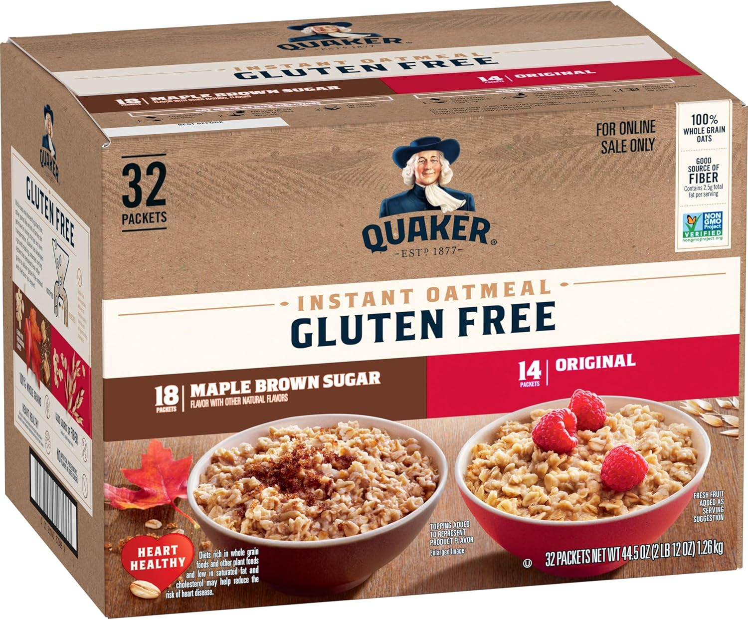 Quaker Instant Oatmeal, 2 Flavor Gluten Free Variety Pack, 32 Count image number 4