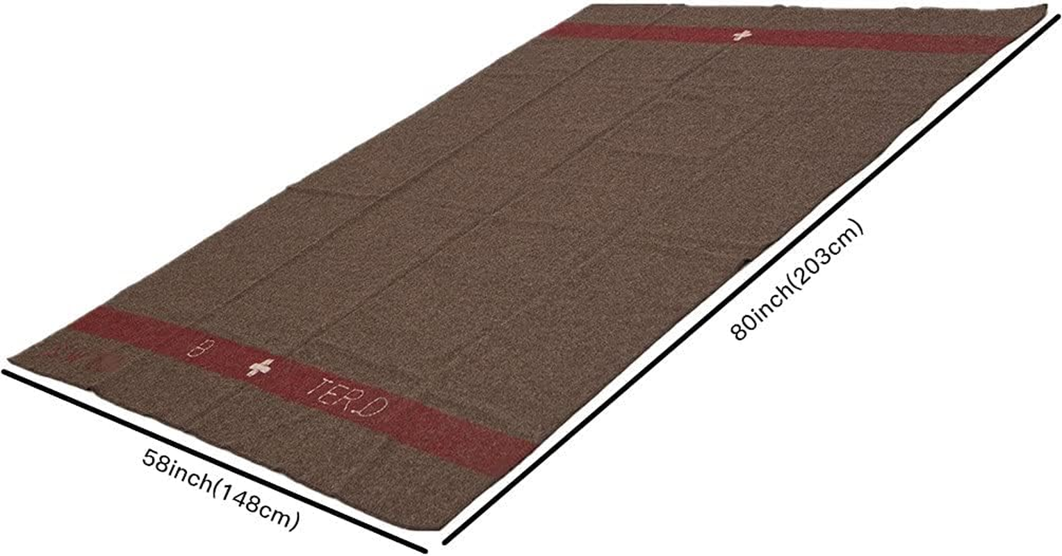JQZ 100% Wool Blanket 4.5 LBS Swiss Army Military Reproduce Warm Thick Washable 59" X 80" Great for Camping Outdoors Sporting Events Survival & Emergency Kits image number 5