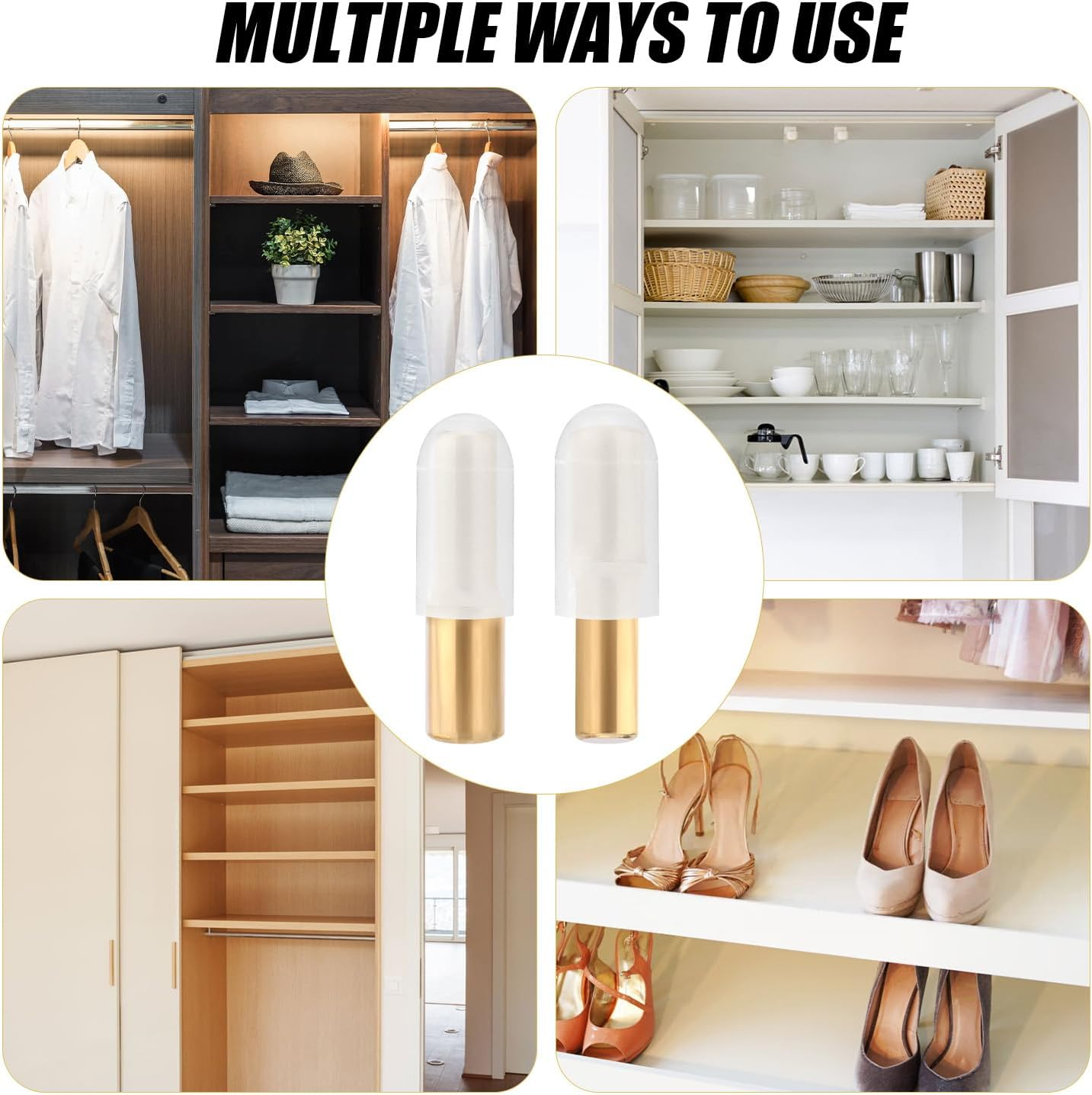 10Pcs Shelf Pegs, 5Mm 1/4 Inch Brass Shelf Support Pegs with 20 Anti-Slip Silicone Covers Bookcase Shelf Pins Cabinet Shelf Pegs for Bookshelf Wood Glass Boards image number 5