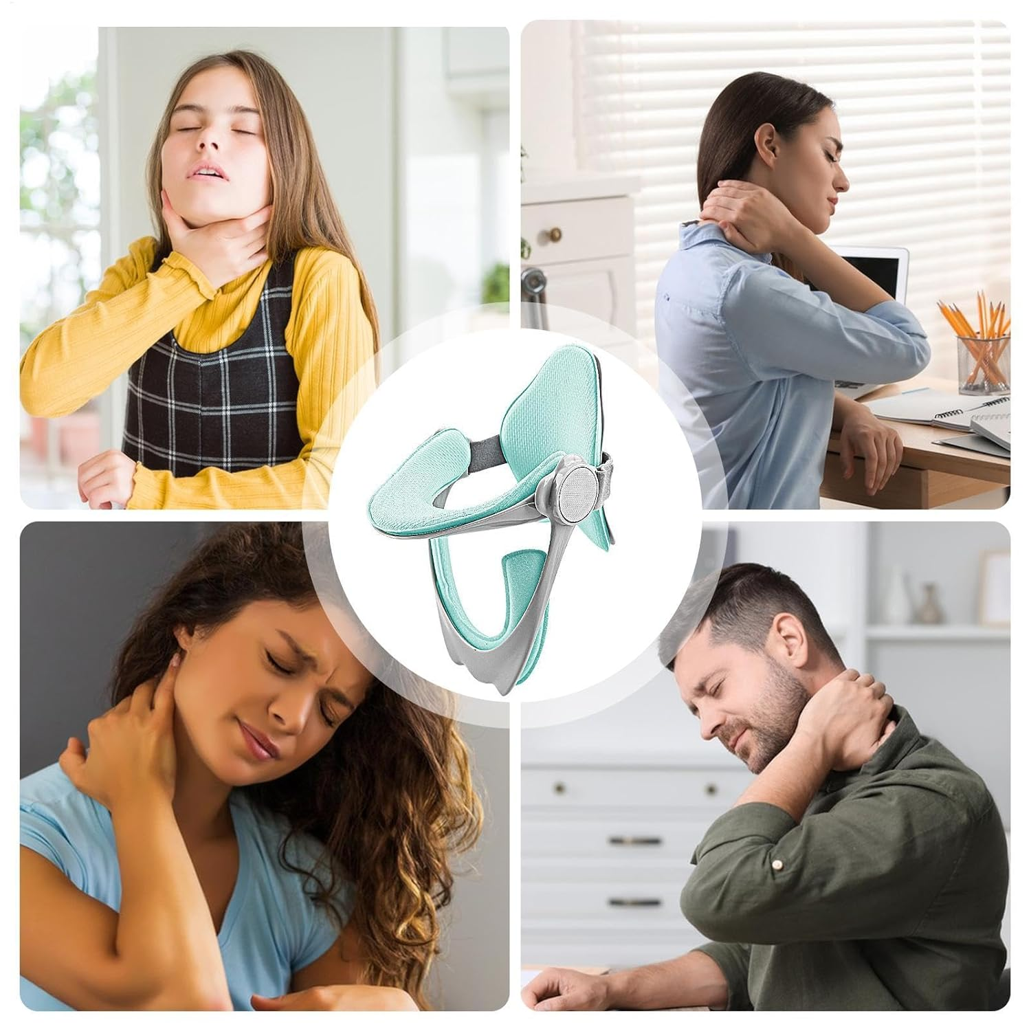 Front Neck Correction Brace, Posture Corrector Neck Brace 360&deg;Adjustable Cervical Traction Device Posture Corrector for Watching, Videos, 20.5X16.5X12.2Cm image number 4