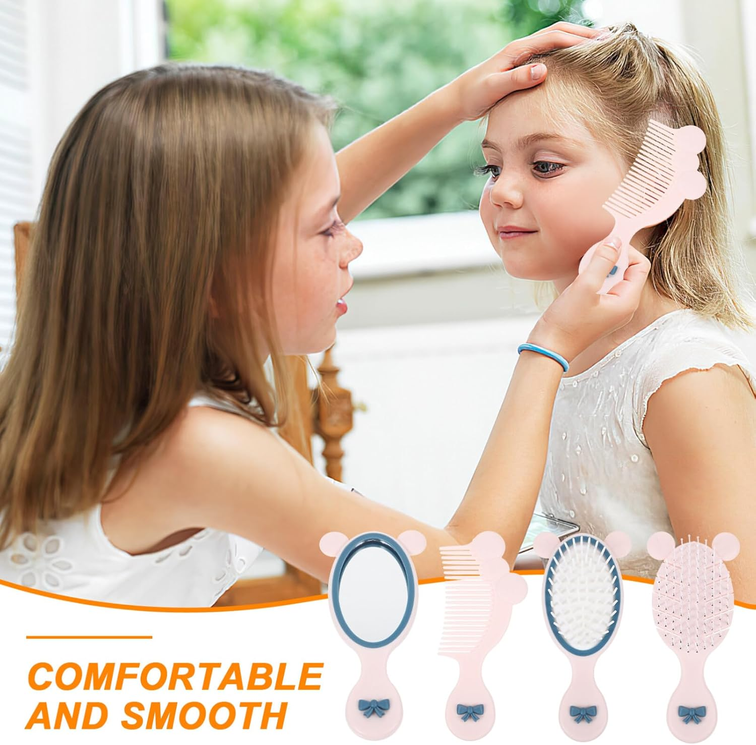 FRCOLOR Toddler Hair Brush Set Comb Styling Brush Mirror Handheld Perfect Hair Care for Girls image number 6