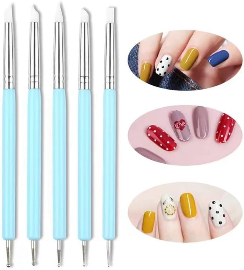5PCS Double Ended Dotting Brushes for Nail Art &ndash; Professional Nail Art Brushes Set with Fine Tips for Gel, Acrylic for Home and Salon Use(Kit,5Pcs) image number 3