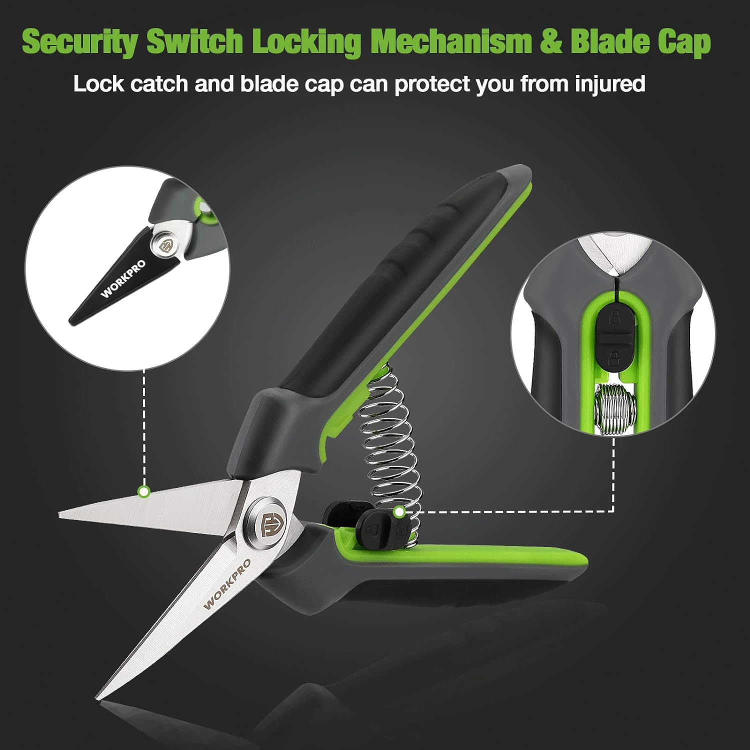 WORKPRO 2 Packs Pruning Shears, 6.5&rdquo; Gardening Scissors Snips Clippers with Precision Blades, Hand Pruner Set with Sheaths image number 6