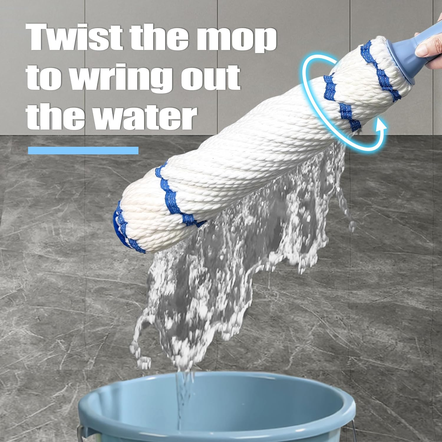 NEWE Self Wringing Twist Mop for Floor Cleaning, Upgraded 45 Cm Wide Microfiber Mops, 140 Cm Long Handle Wet Dry Kitchen Easy Squeeze String Mop for Wood, Hardwood, Tile, Marble