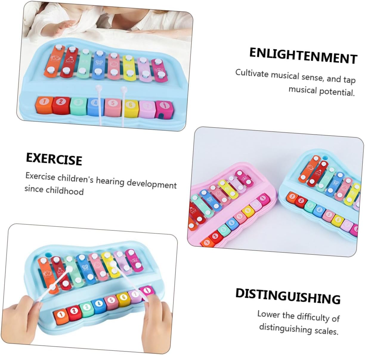 DECHOUS Creative Eight-Tone Hand Knock Piano Educational Musical for Xylophone Instrument with Music Score Early Learning Sound Development