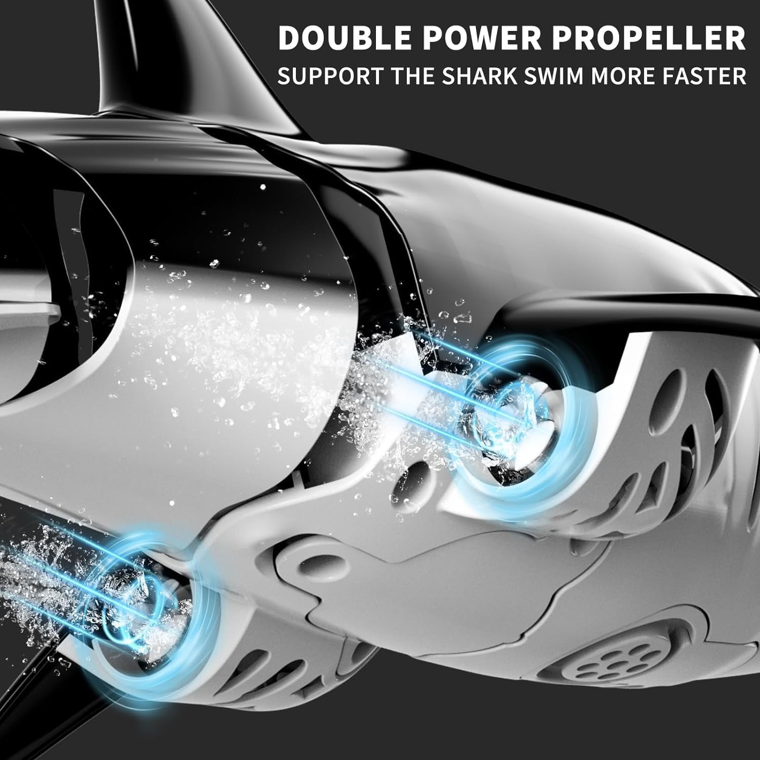 Remote Control Shark Toy, 1:18 High Simulation Scale Fish with Lights and Water Spray for Lakes, Bathrooms, Pools, Halloween, Christmas, Birthday Gifts Electric RC Boat for 6+ Years Old Children image number 5