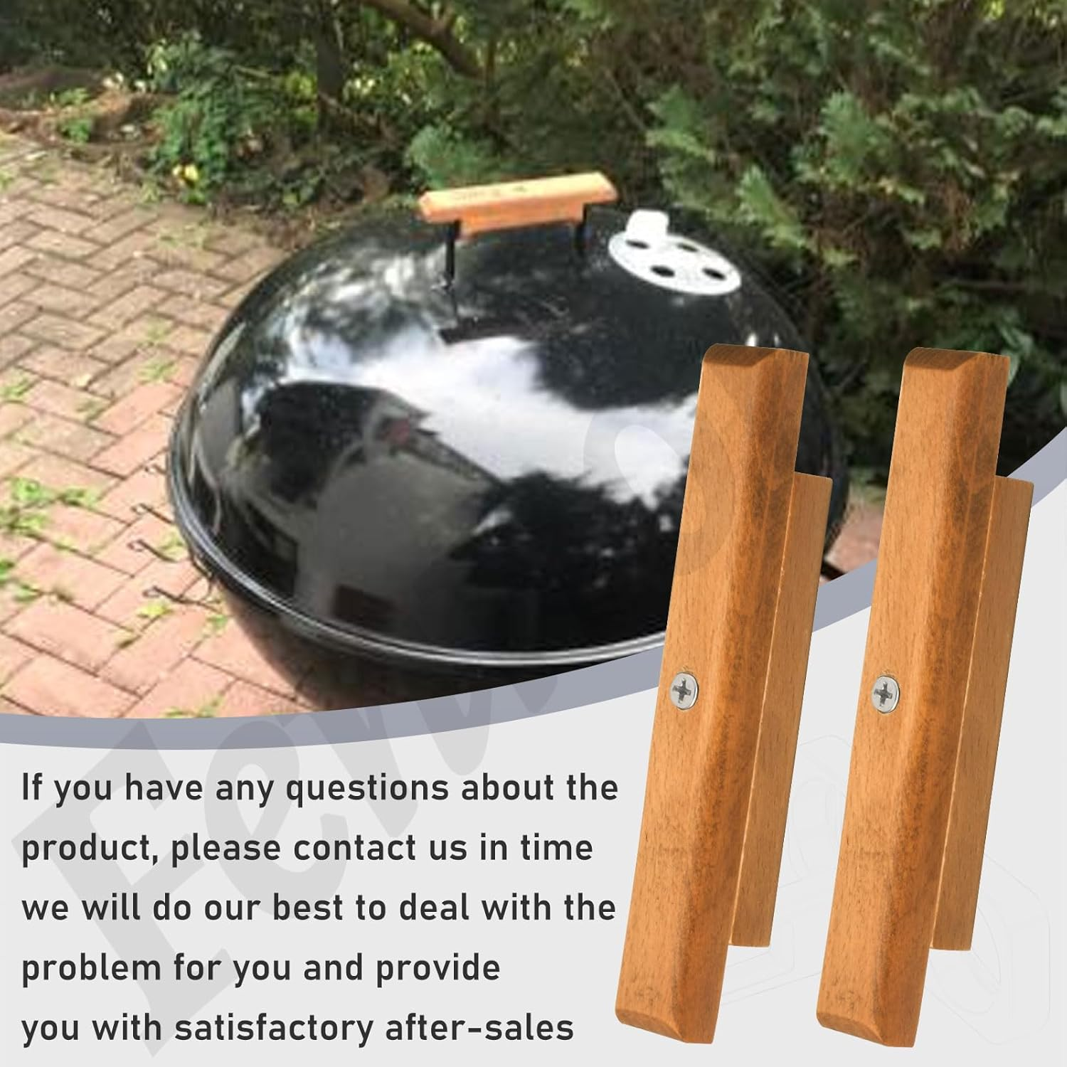 3Pack Cherry Wood Replacement Handle for 22.5" & 18.5" One Touch Grills Compatible with Weber Charcoal Grill Including Mounting Screws