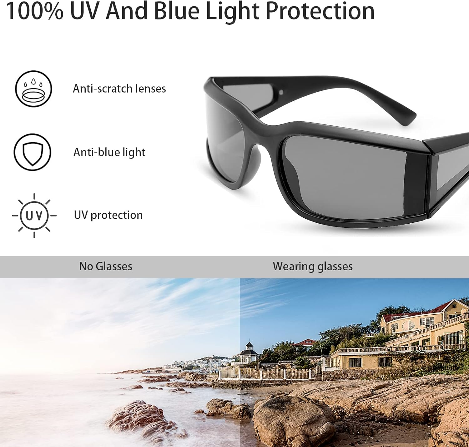 Wrap around Sunglasses Polarized Lens Wear over  Glasses Fit over Regular Glasses UV400 Protection Oversized Shield Safety Driving Eyeglasses anti Glare Eyewear Shades for Men Women