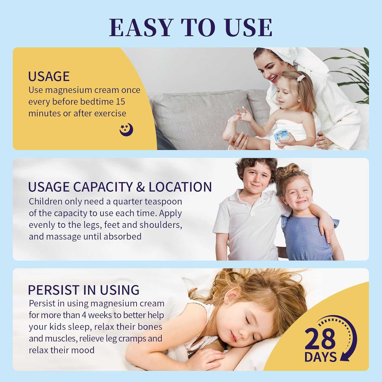 Magnesium Lotion for Kids & Babies, Bedtime Cream for Sleep, Lavender Calming Magnesium Oil Lotion for Relaxation, Apply to Feet, Legs, Body, 4 OZ. image number 3