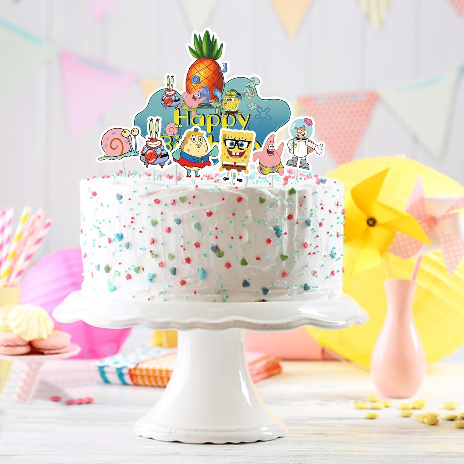 Sponge Cake Decoration 49 Pieces Cake Decoration Cake Topper Cupcake Topper for Children, Girls, Boys, Birthday Cake Decoration image number 6