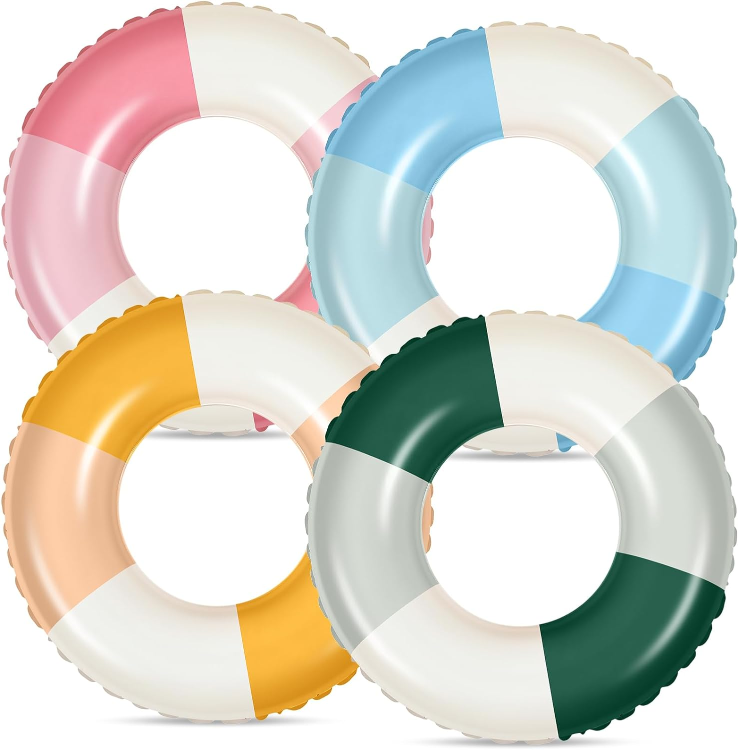 Wettarn 4 Pcs Pool Tubes with Fun Prints, Inflatable Floats Swimming Toys, Classic Striped Inner Tubes for Pool, Bachelorette Pool Floaties for Summer Beach Party Decor image number 4