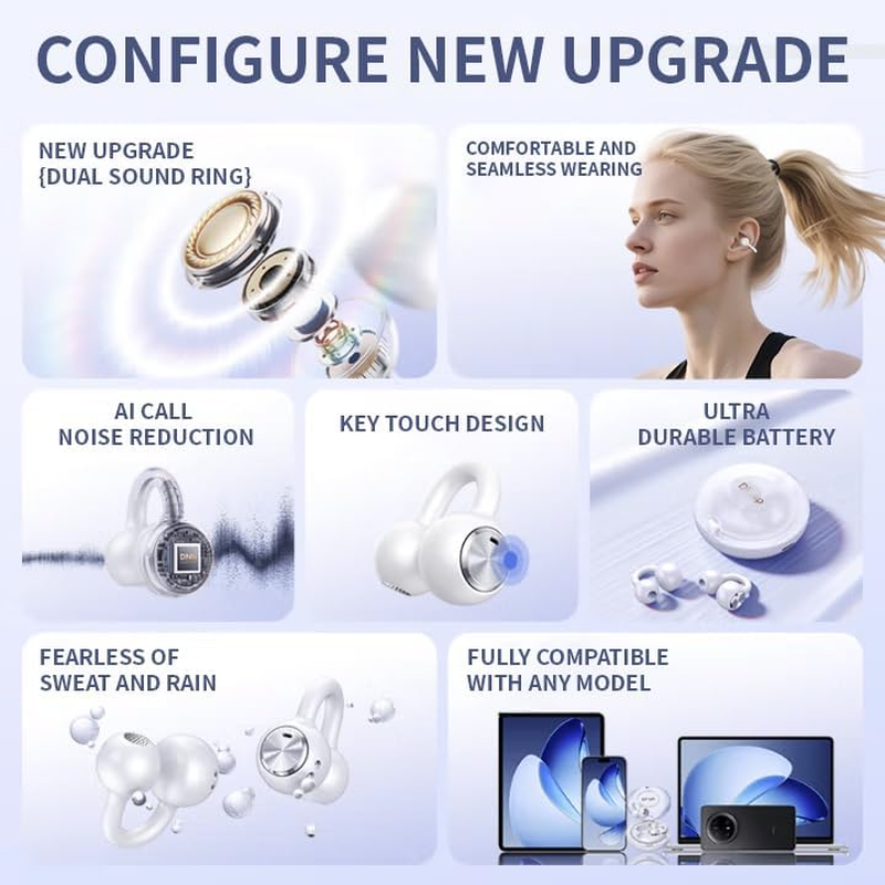 GALAAL Wireless Earbuds Bluetooth Headphones,Lightweight Earbuds with Ear Hooks,Bluetooth5.4 Wireless Earphones,30H Playtime, IPX4 Waterproof Running Headphones for Gym Gold image number 1